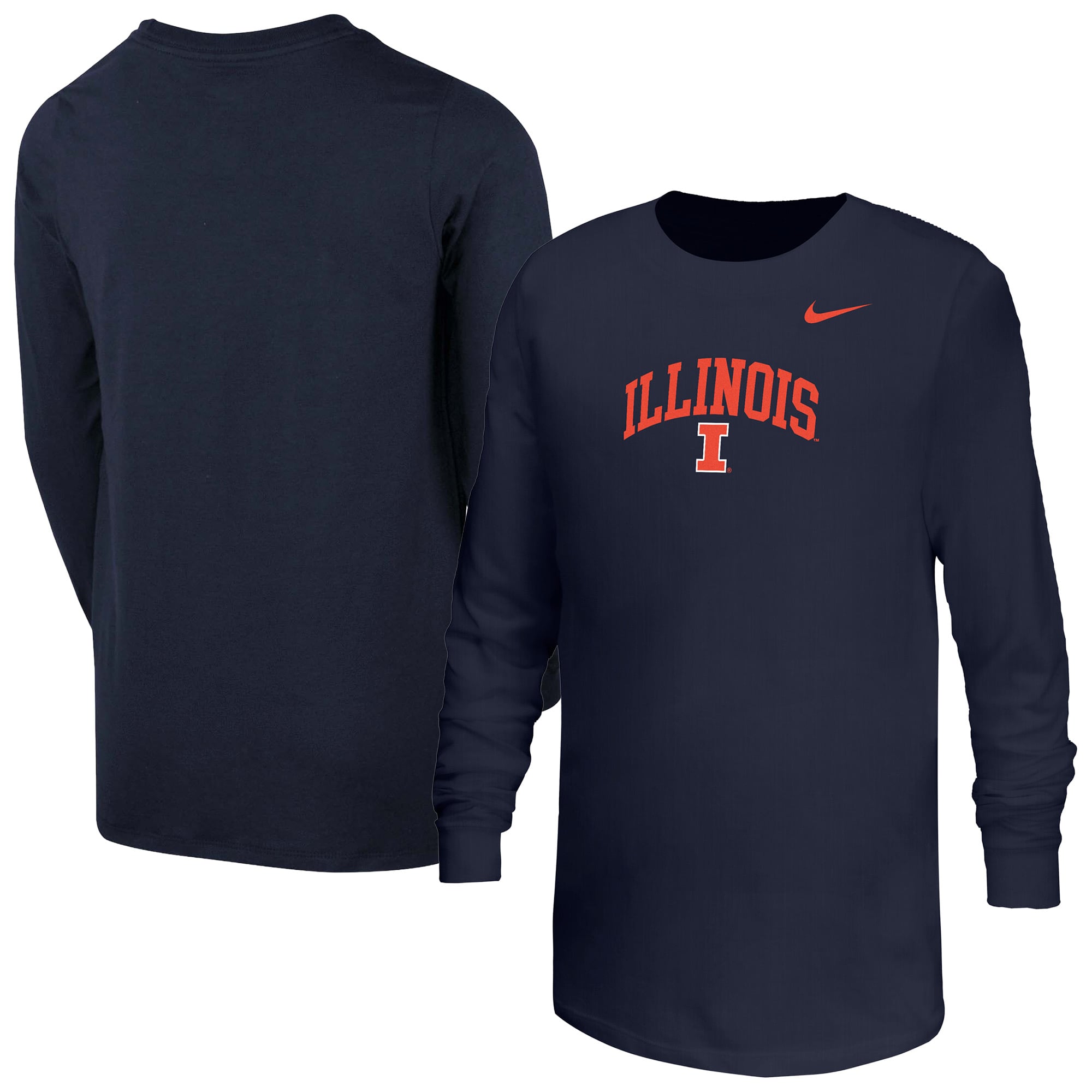 Youth Nike Navy Illinois Fighting Illini Arched Core Long Sleeve T-Shirt