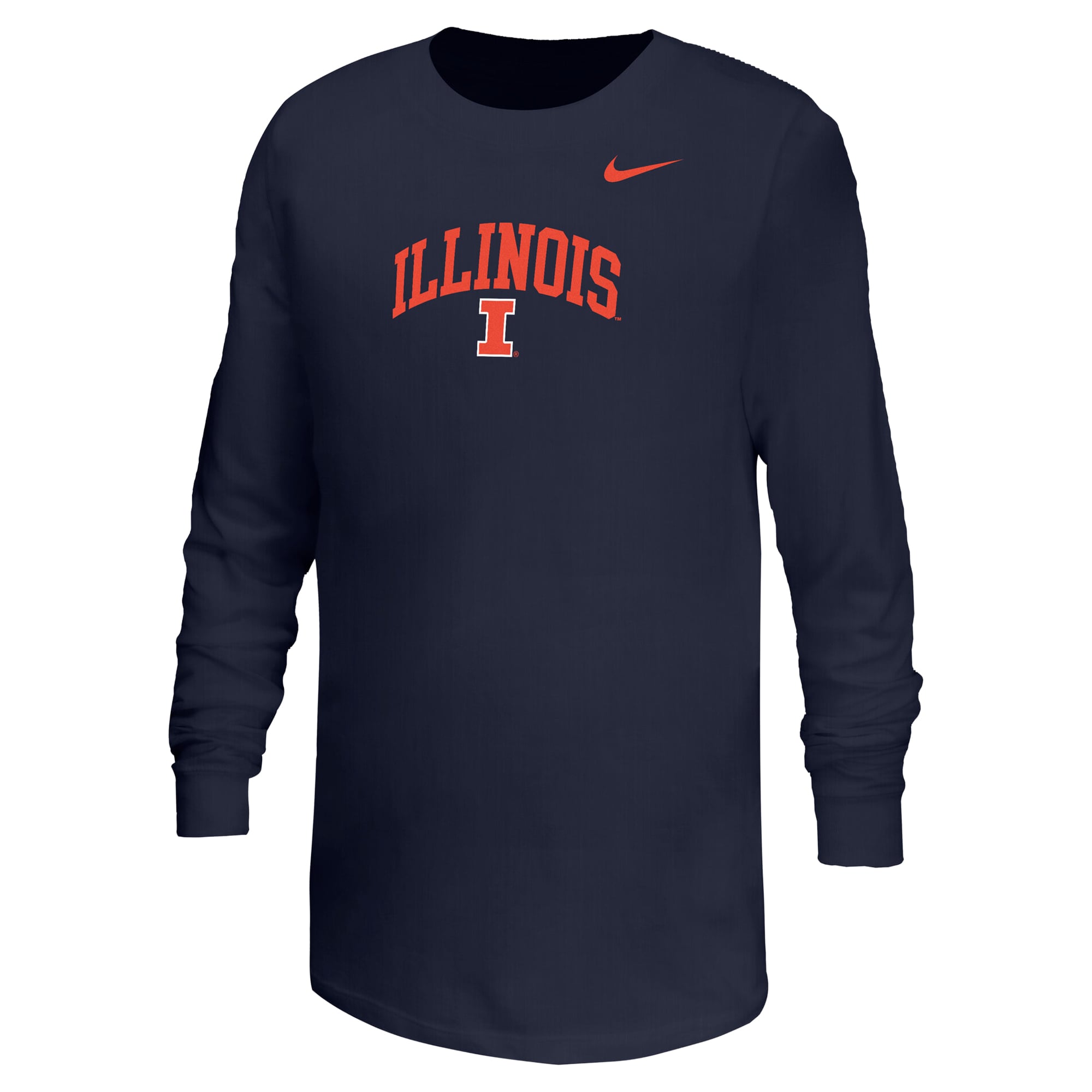 Youth Nike Navy Illinois Fighting Illini Arched Core Long Sleeve T-Shirt