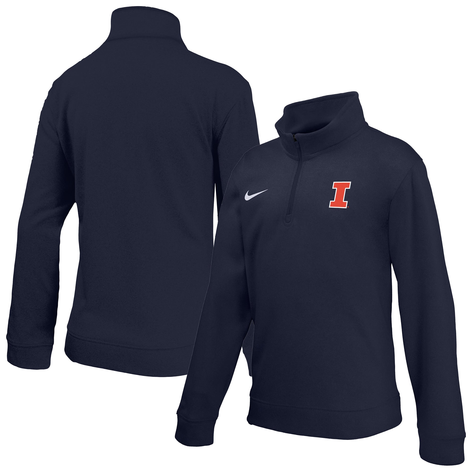 Youth Nike Navy Illinois Fighting Illini Therma-FIT Quarter-Zip Pullover