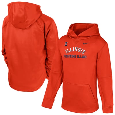 Sweat à capuche Nike Therma-FIT pour jeunes, motif arche, Illinois Fighting Illini - Orange