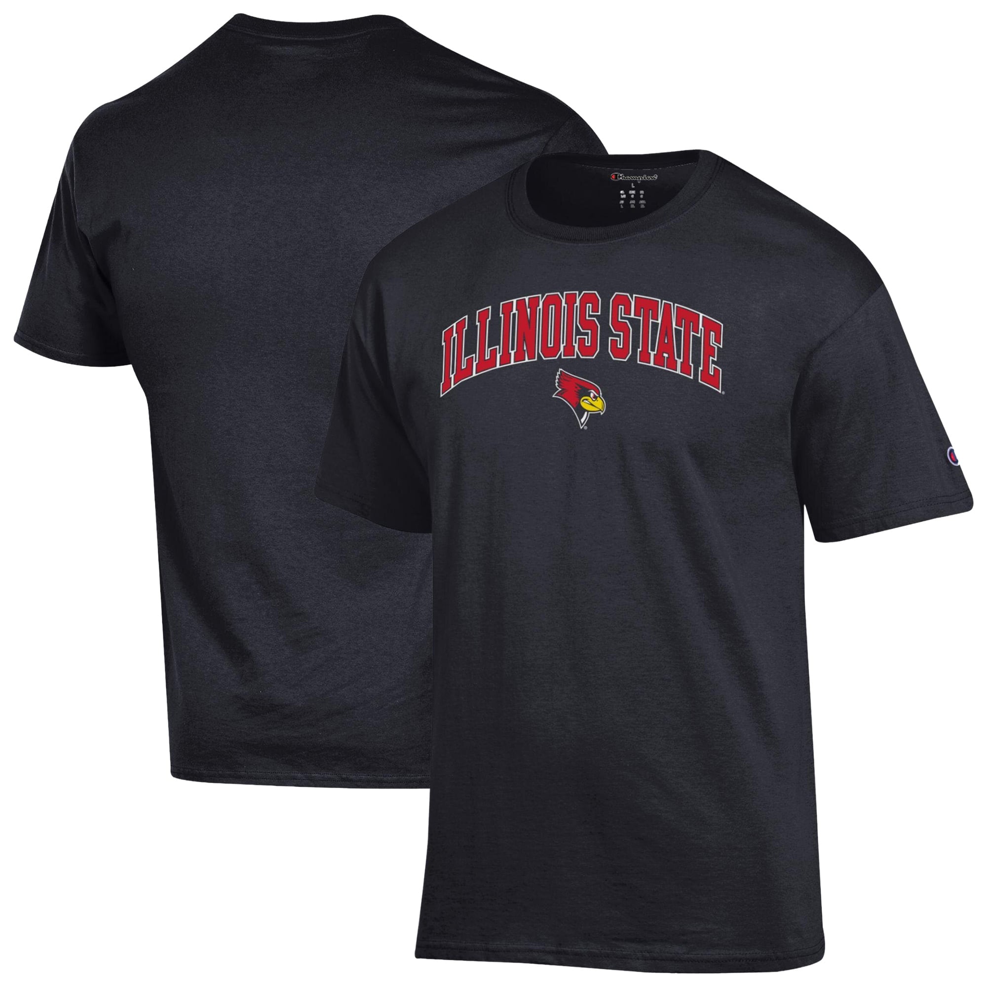 T-shirt Champion noir pour homme avec logo Arch des Redbirds de l'Illinois State
