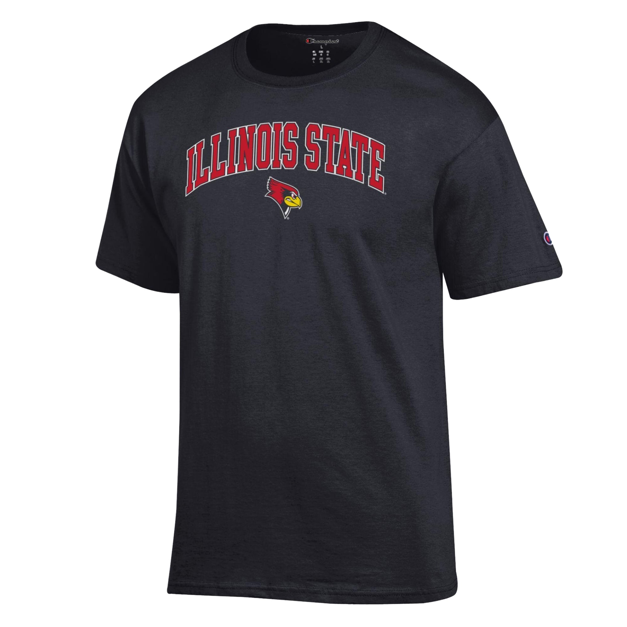 T-shirt Champion noir pour homme avec logo Arch des Redbirds de l'Illinois State