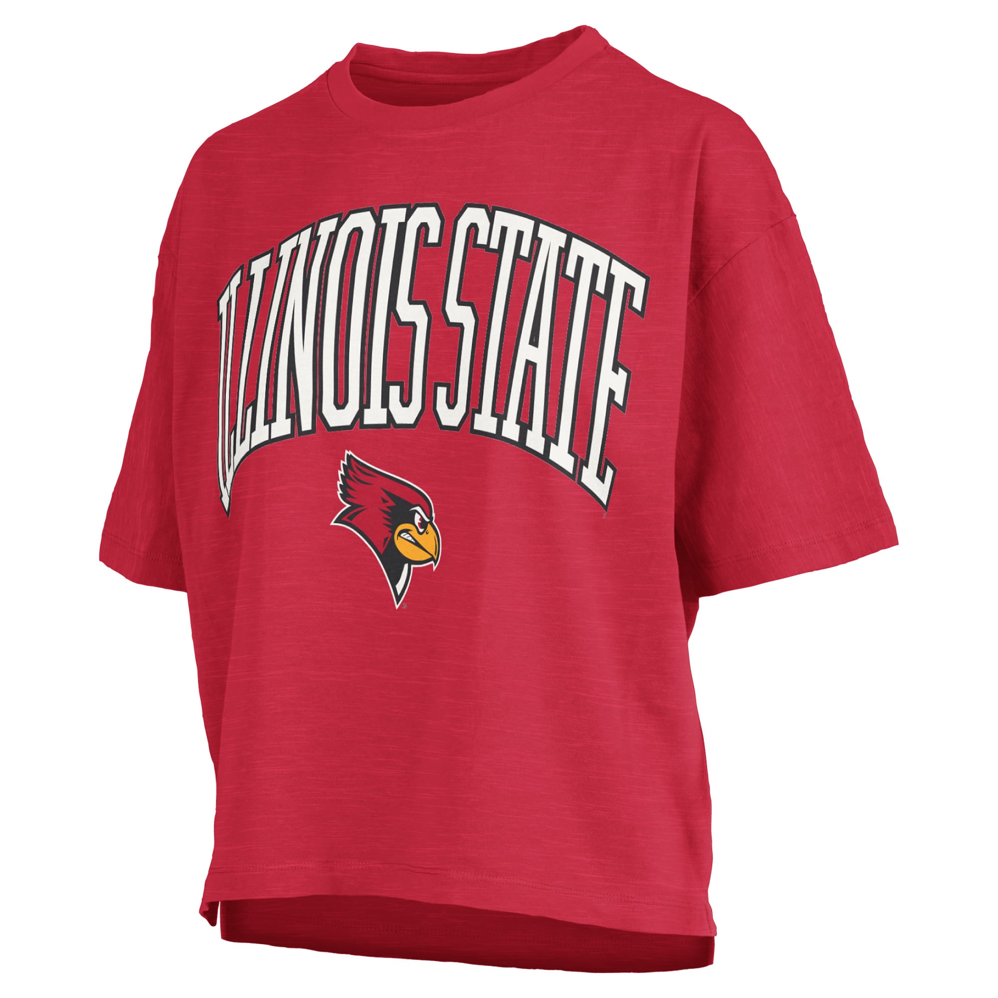 Women's Pressbox Red Illinois State Redbirds Oversized Nelson Arch Over Logo Slub T-Shirt