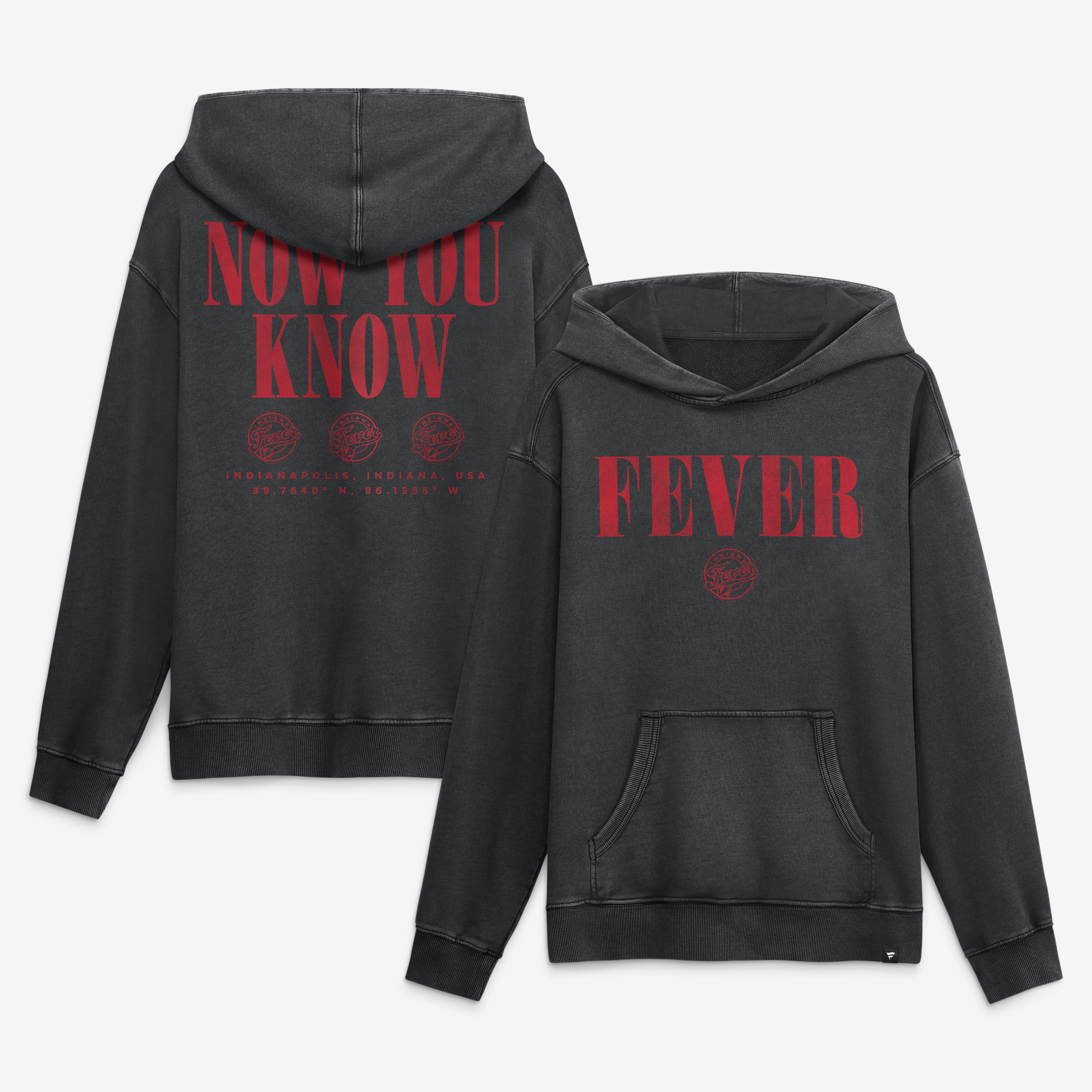 Sweat à capuche décontracté et délavé noir Indiana Fever pour homme de Fanatics