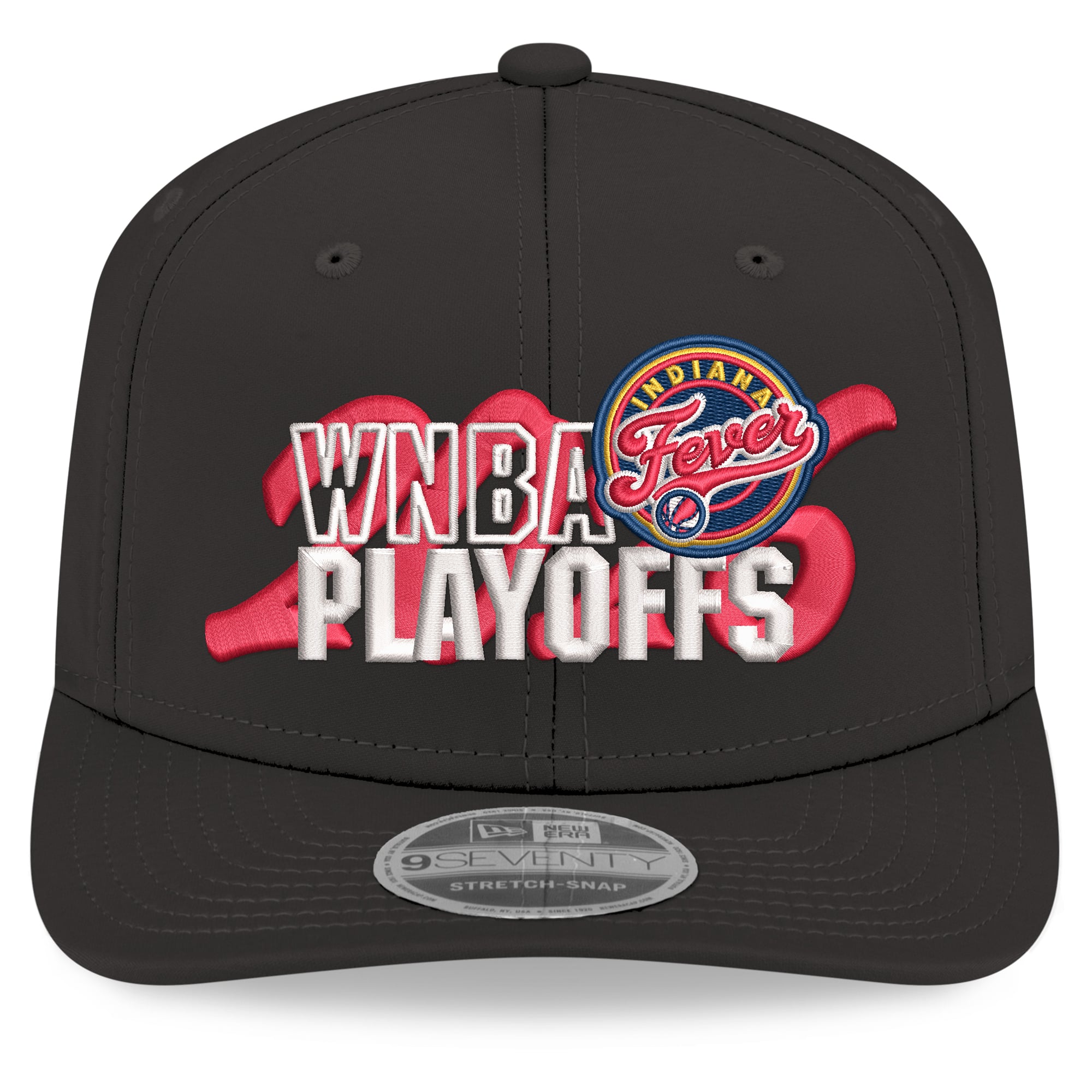 Casquette ajustable New Era noire pour homme Indiana Fever Playoffs WNBA 2026 9SEVENTY