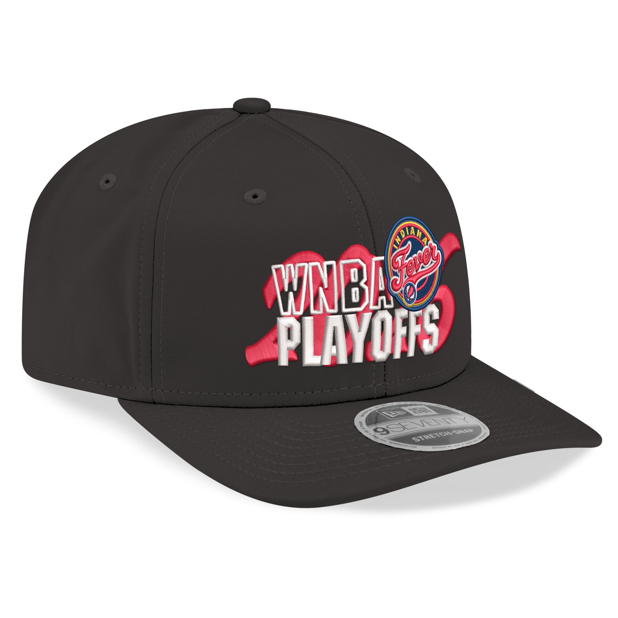 Casquette ajustable New Era noire pour homme Indiana Fever Playoffs WNBA 2026 9SEVENTY