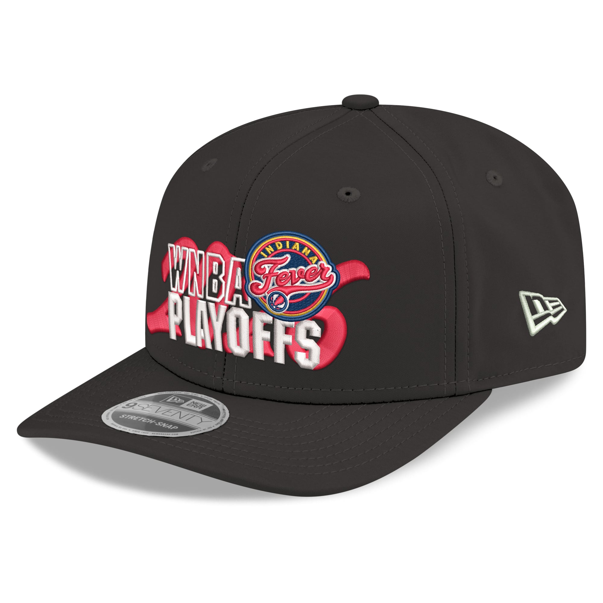 Casquette ajustable New Era noire pour homme Indiana Fever Playoffs WNBA 2026 9SEVENTY