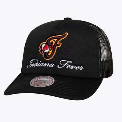 Indiana Fever Mitchell & Ness Unisex Script Pro Pinch Adjustable Trucker Hat - Black