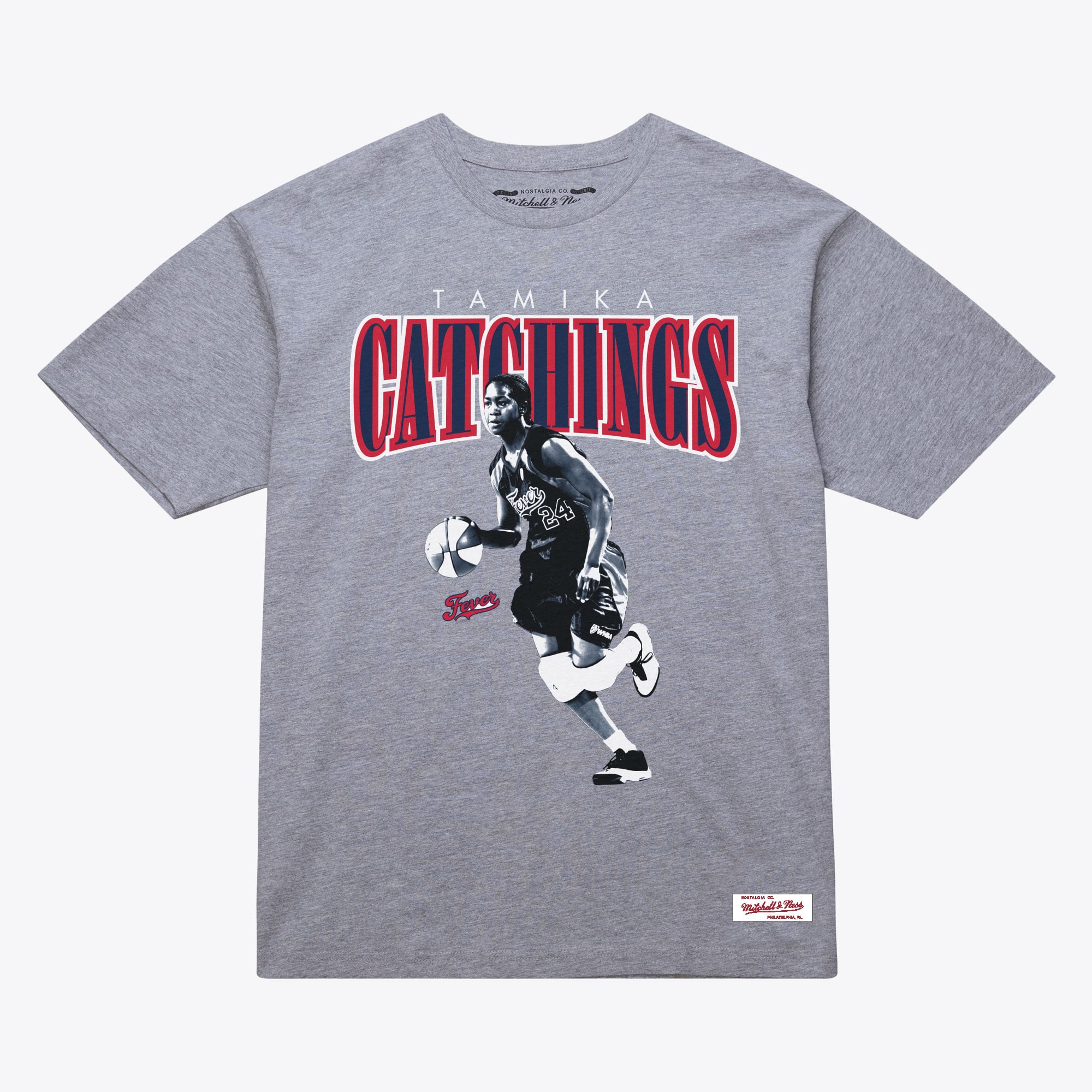 Unisex Mitchell & Ness Tamika Catchings Heather Gray Indiana Fever Player Boyfriend T-Shirt - Court Origins