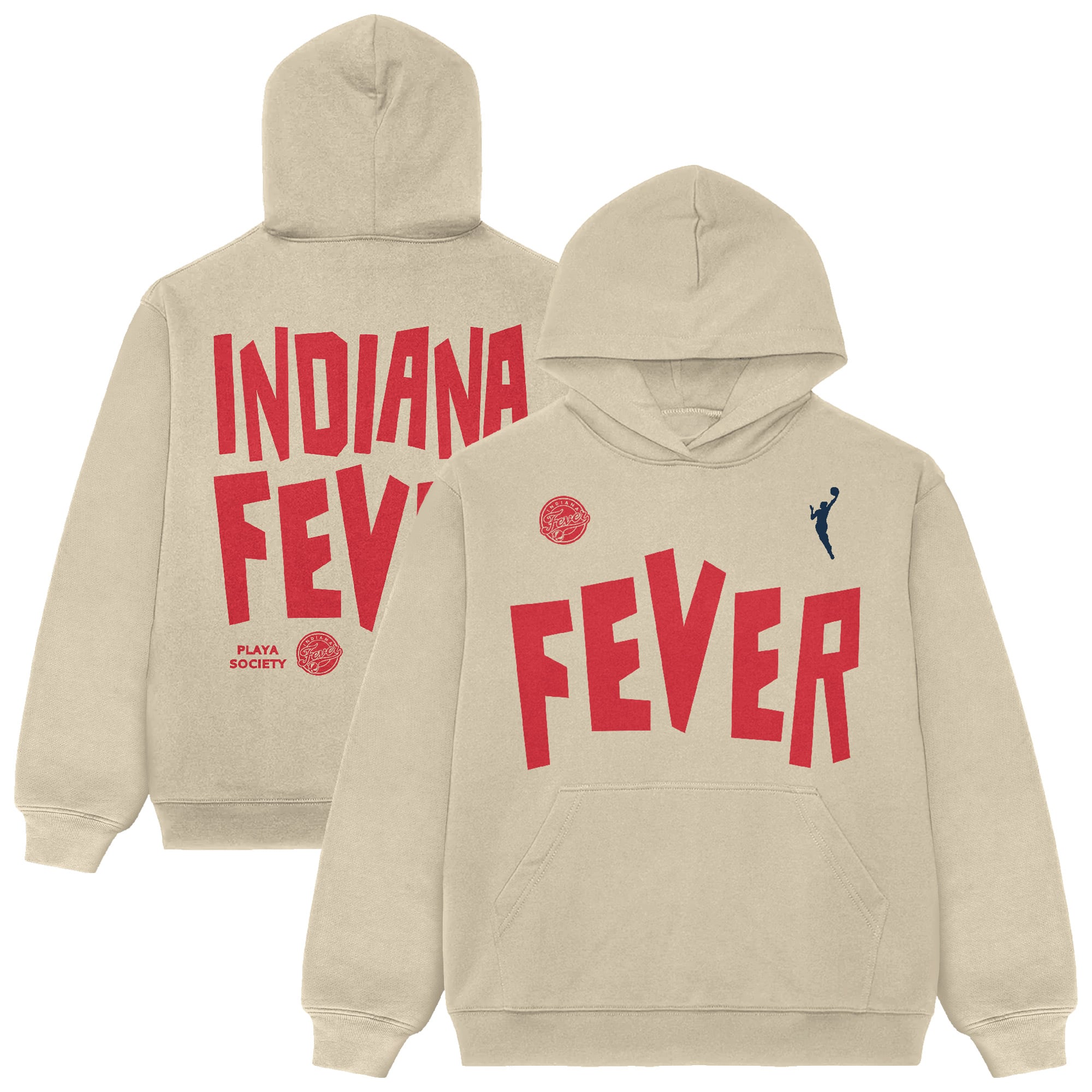 Sweat à capuche unisexe Playa Society Oatmeal Indiana Fever.
