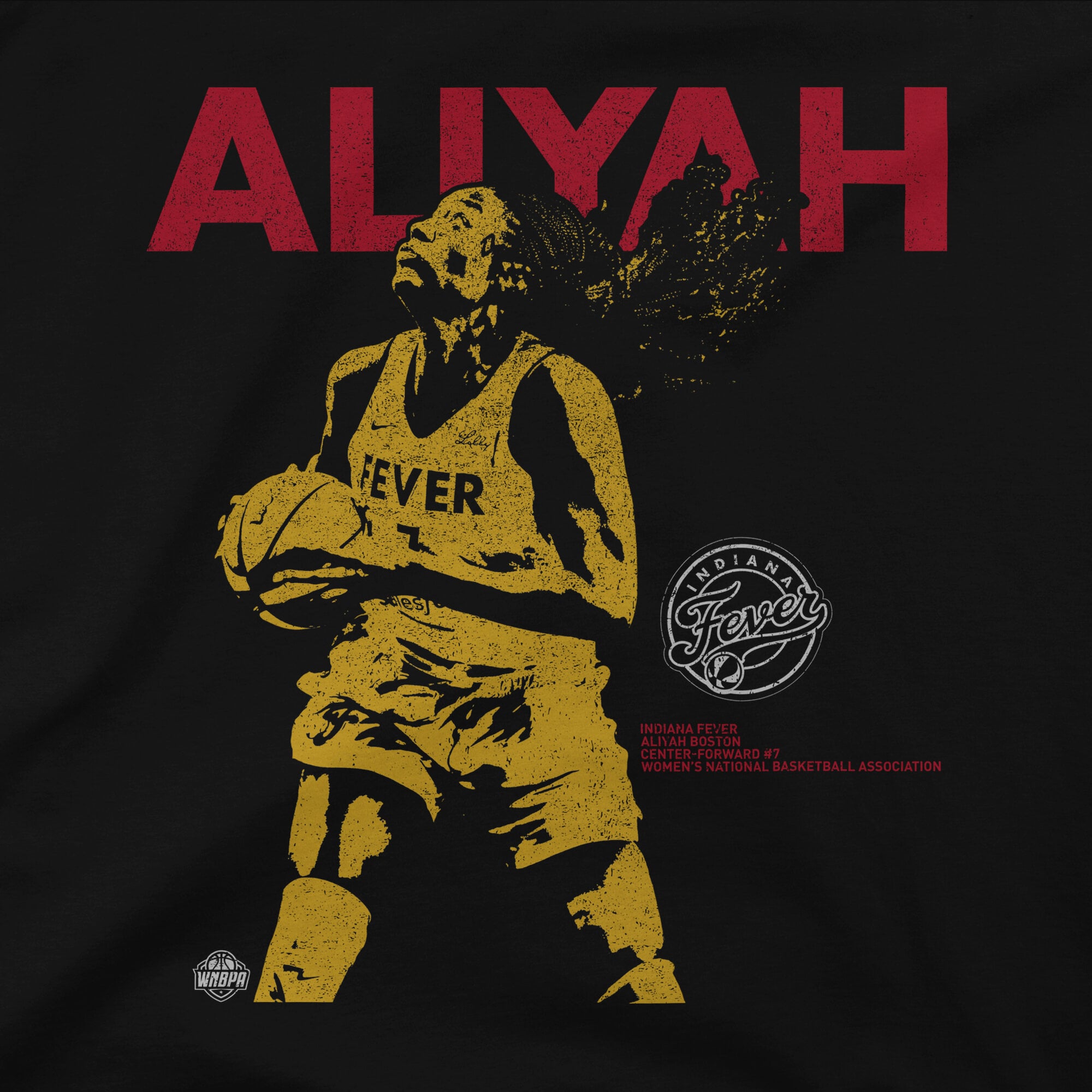 Unisex Stadium Essentials Aliyah Boston Black Indiana Fever Two-Step Urban T-Shirt