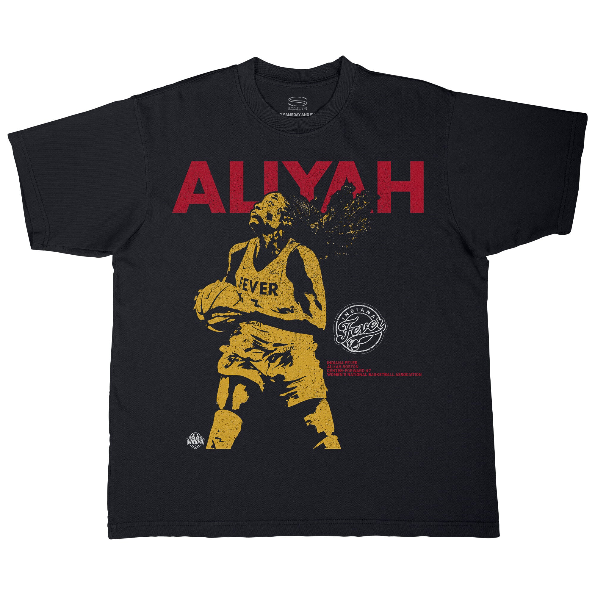 Unisex Stadium Essentials Aliyah Boston Black Indiana Fever Two-Step Urban T-Shirt