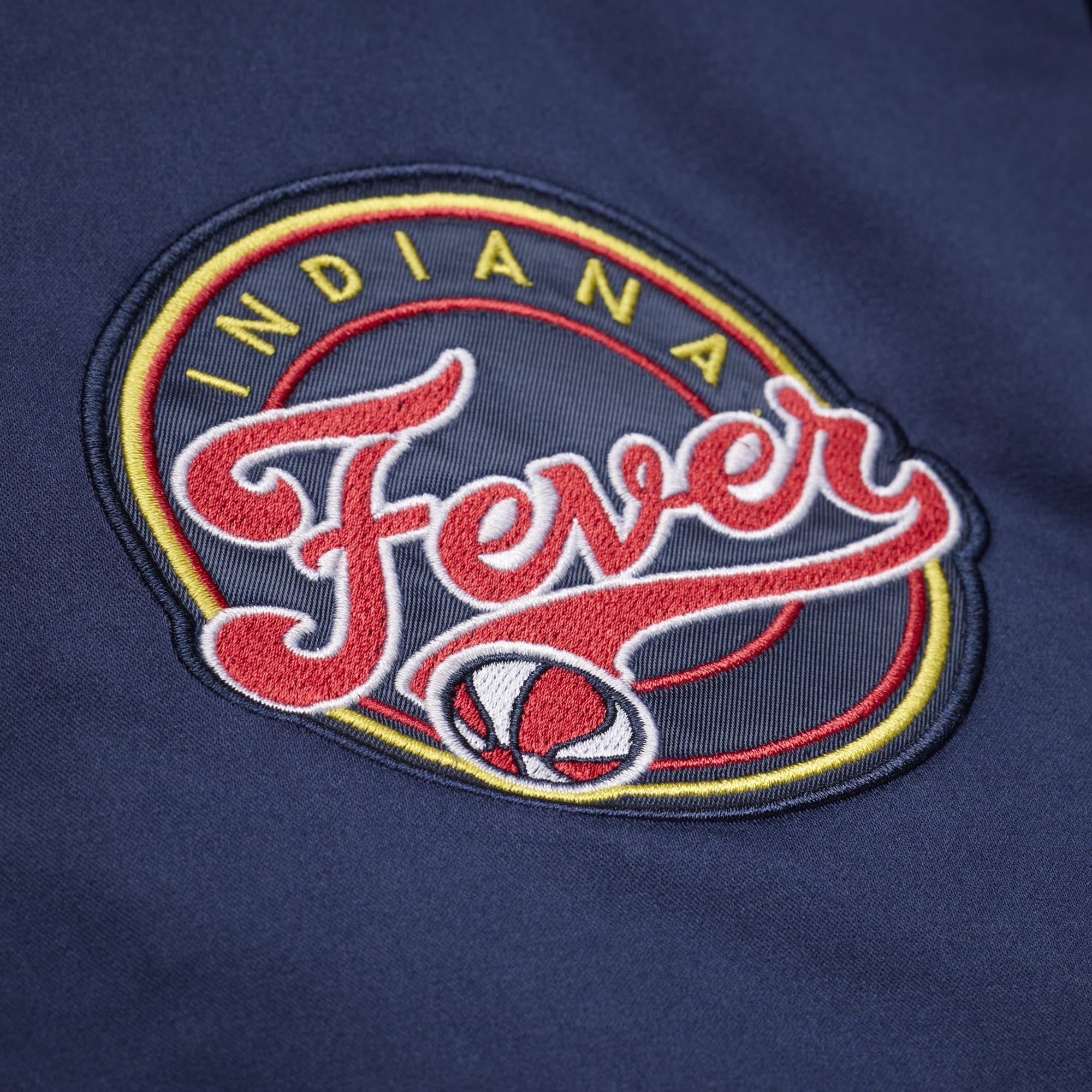 Women's Mitchell & Ness Navy Indiana Fever Lightweight Cropped Satin Jacket