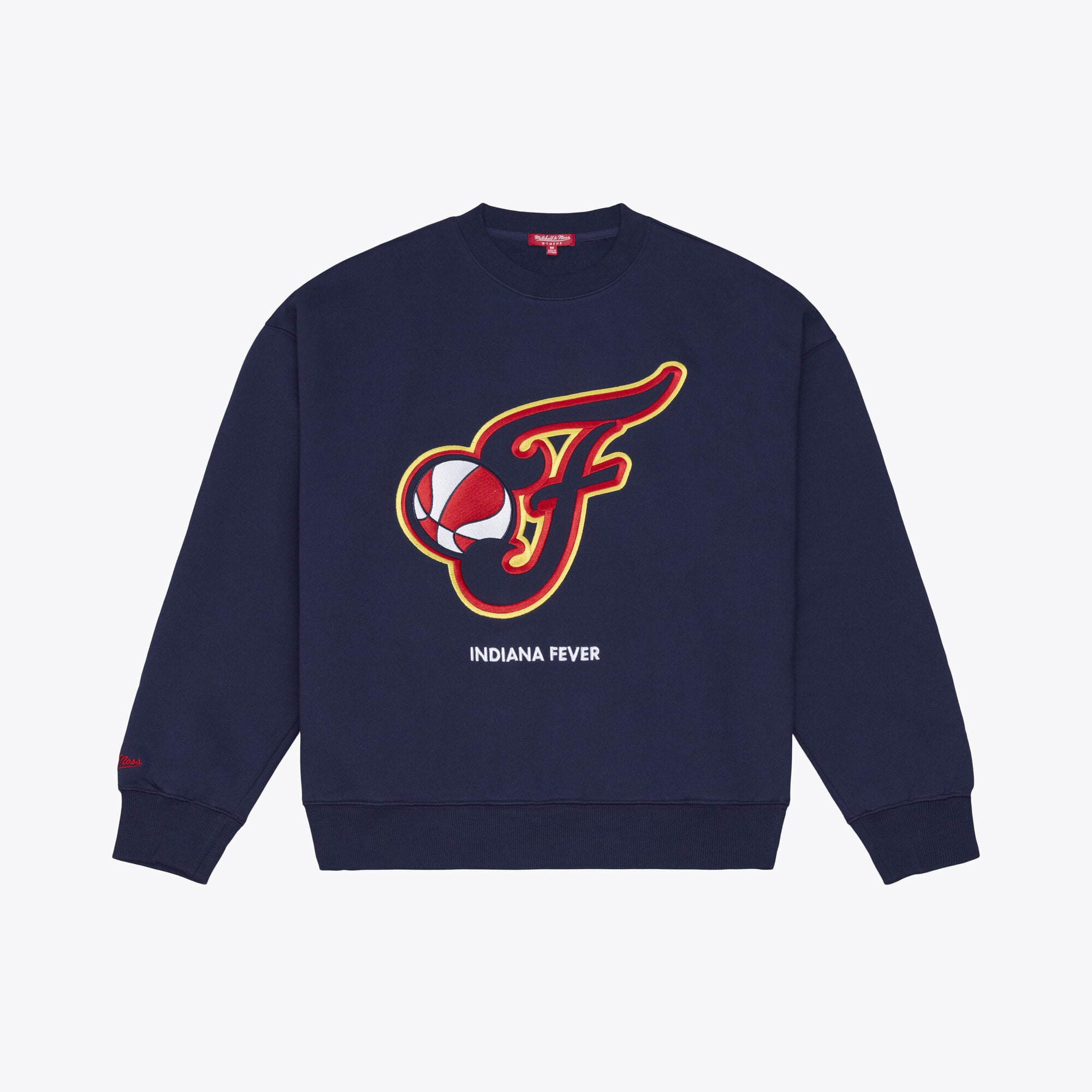 Women's Mitchell & Ness Navy Indiana Fever Lightweight Fleece Crewneck Sweatshirt