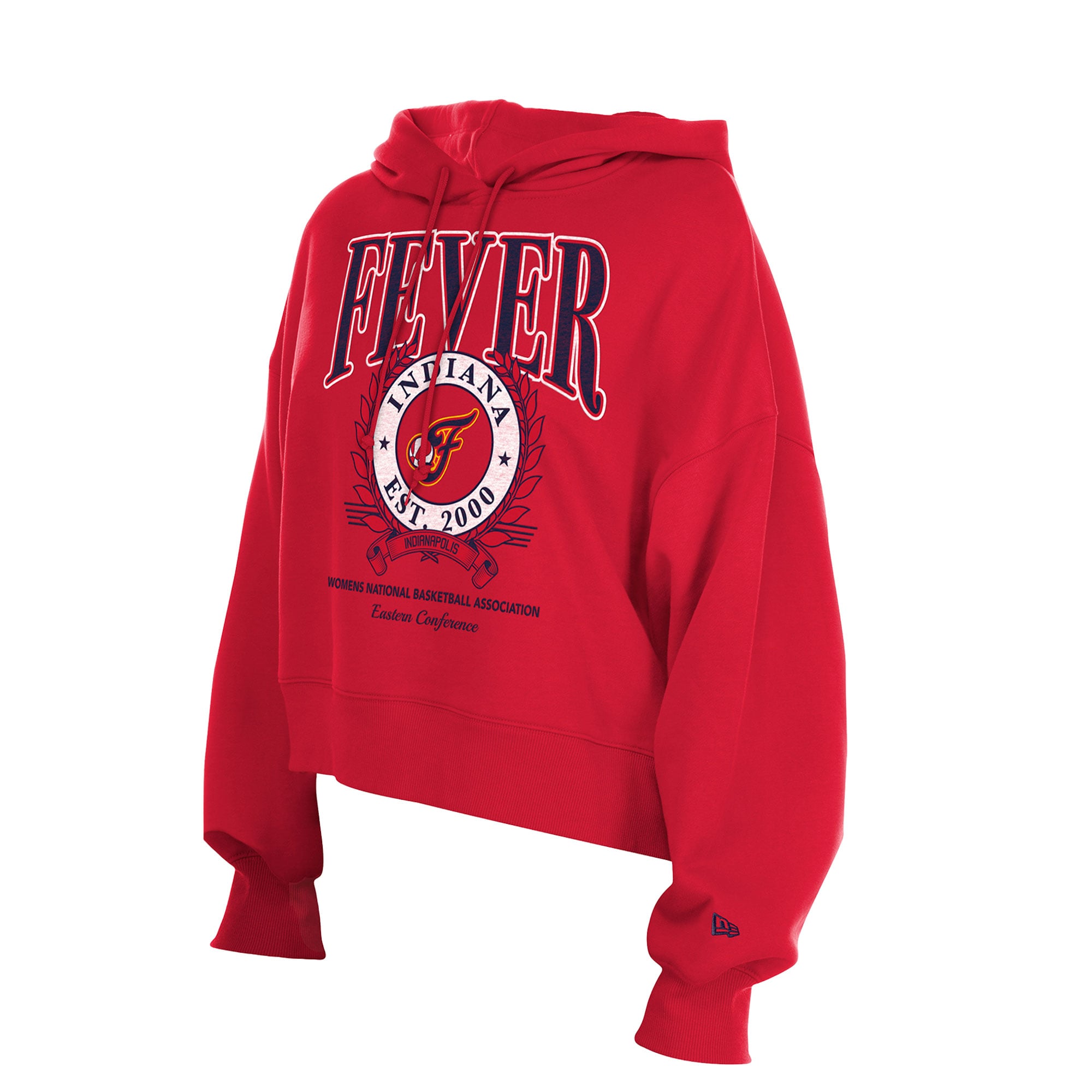 Sweat à capuche New Era rouge Indiana Fever pour femme, coupe carrée et manches dolman