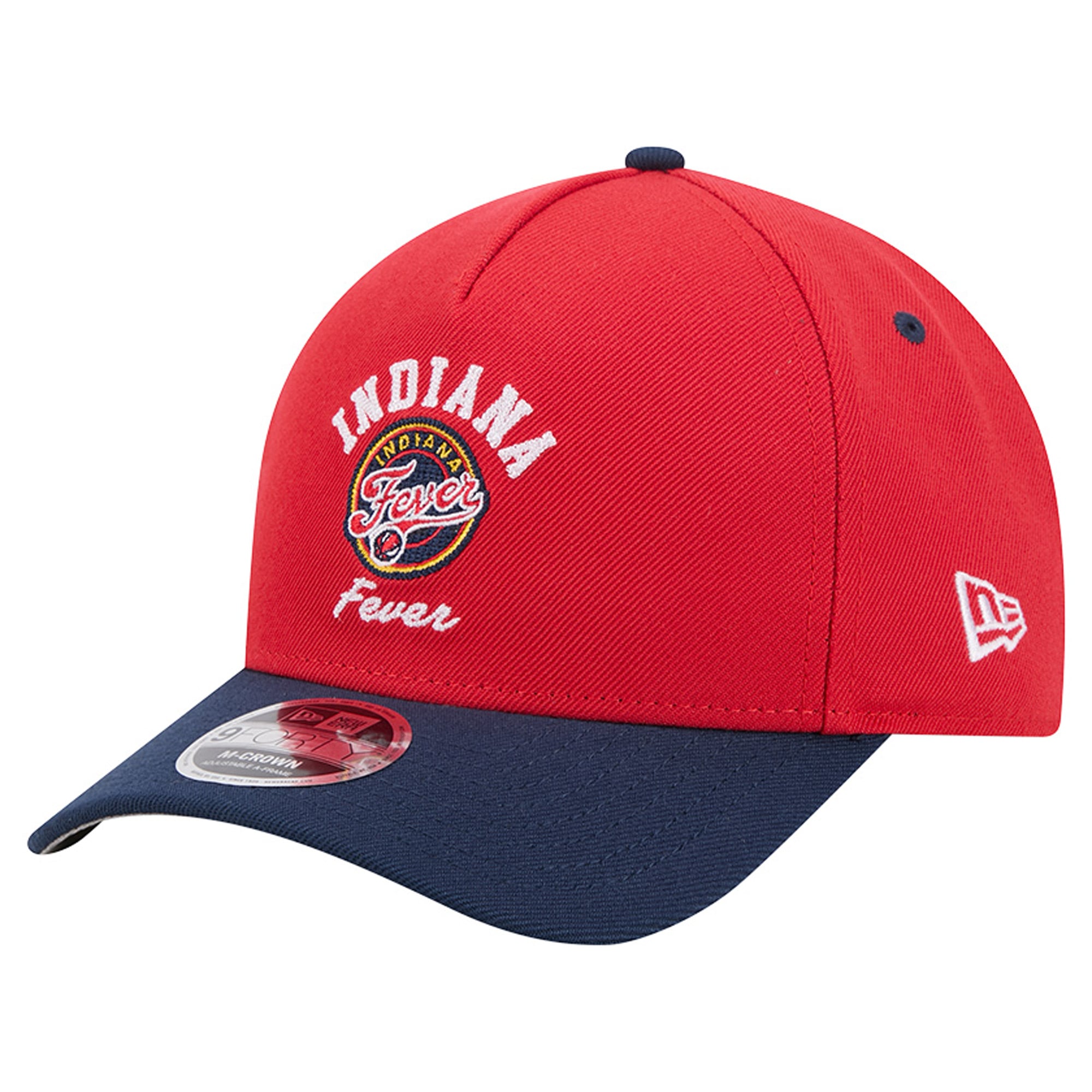 Casquette ajustable New Era rouge/marine Indiana Fever Arch 9FORTY pour femme, modèle A-Frame M-Crown