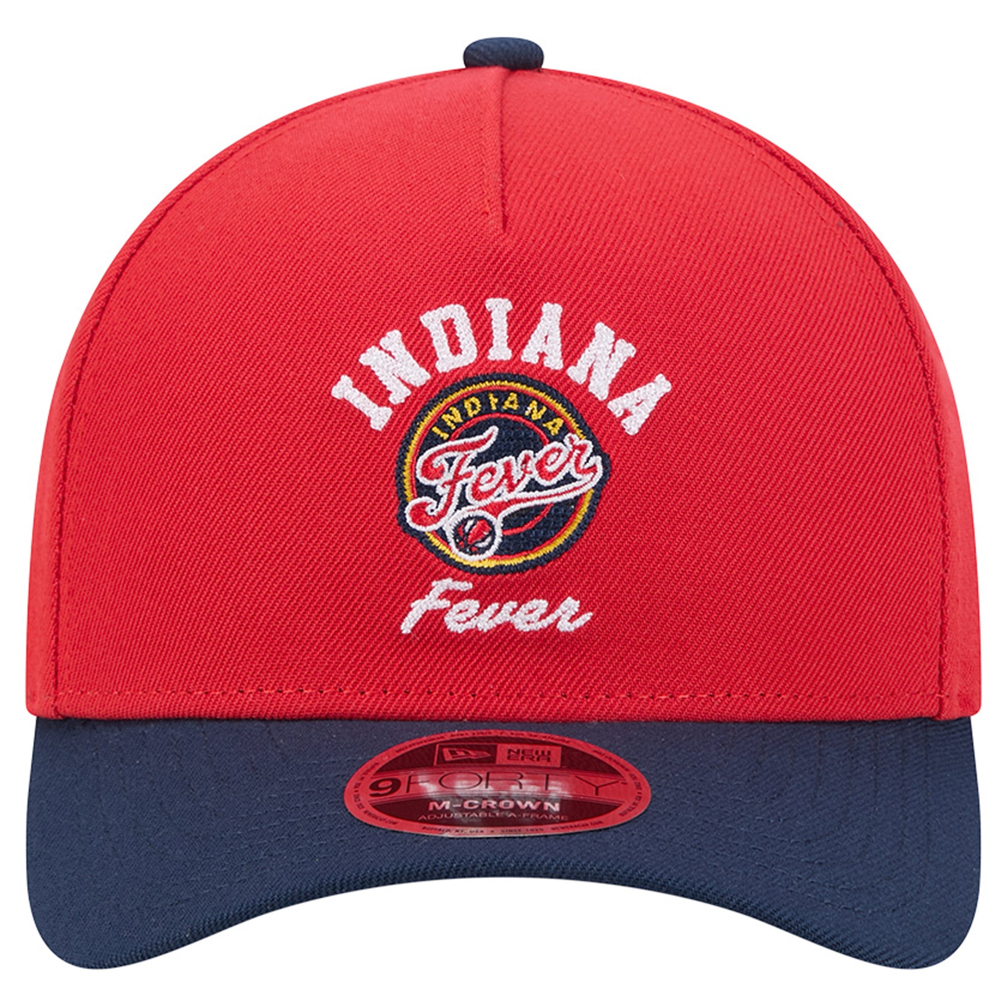 Casquette ajustable New Era rouge/marine Indiana Fever Arch 9FORTY pour femme, modèle A-Frame M-Crown
