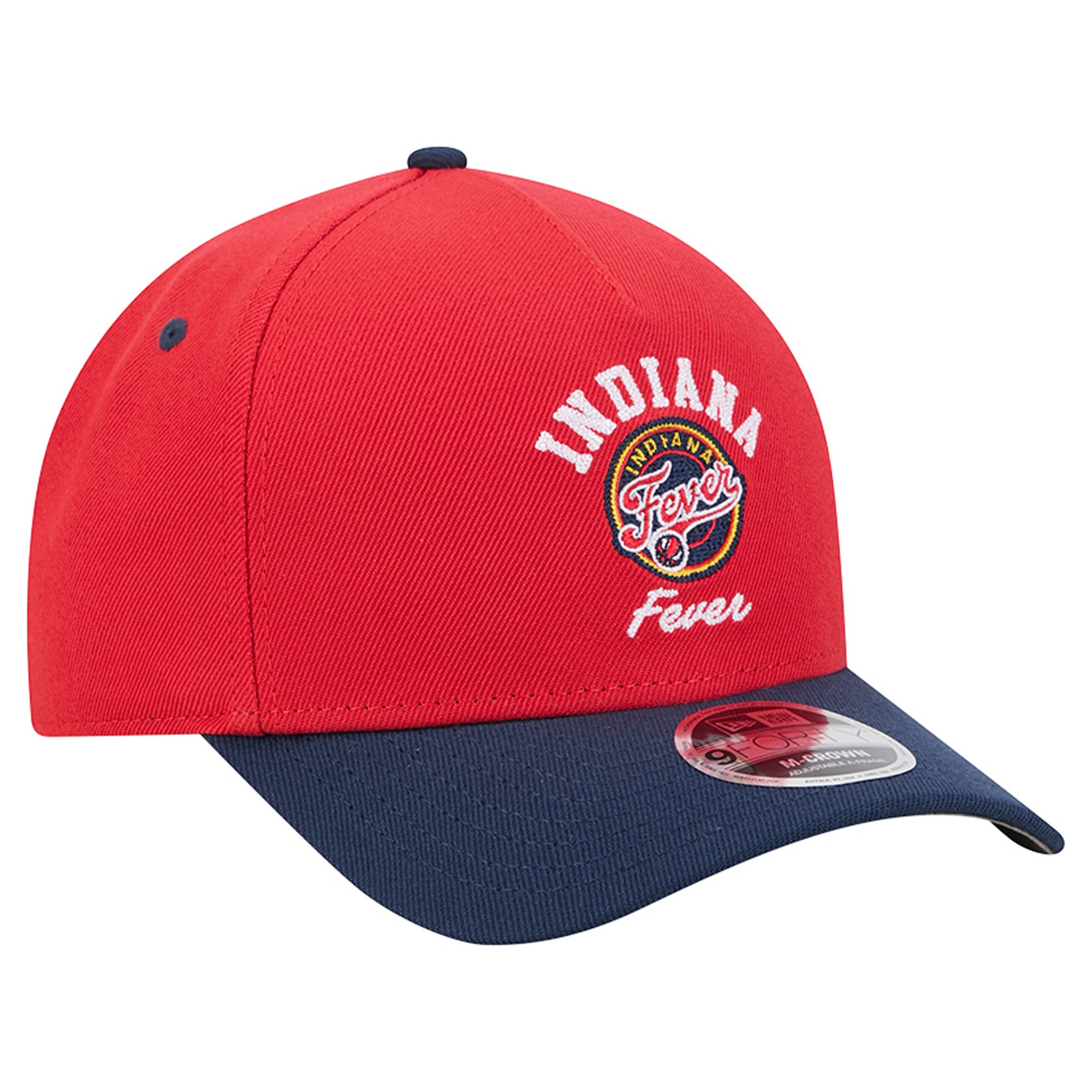 Casquette ajustable New Era rouge/marine Indiana Fever Arch 9FORTY pour femme, modèle A-Frame M-Crown