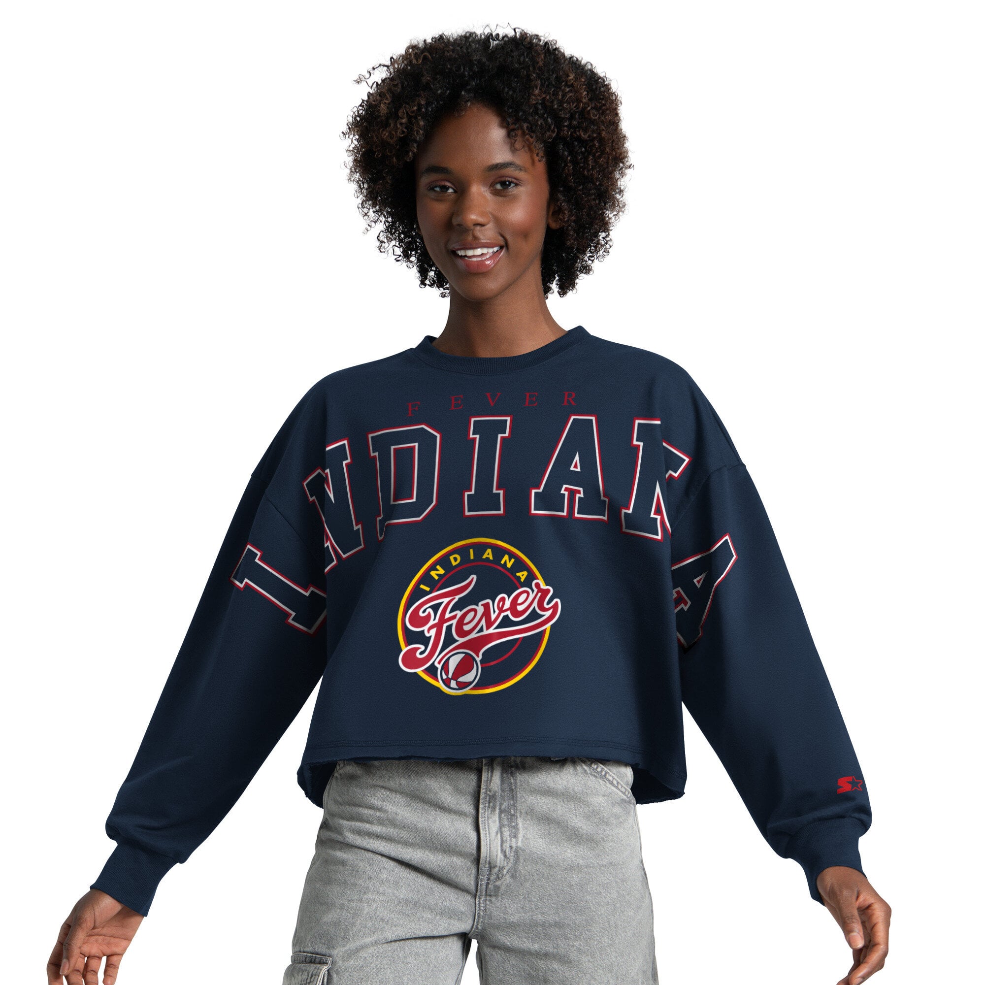Sweat-shirt court Starter pour femme, bleu marine, Indiana Fever Bleachers