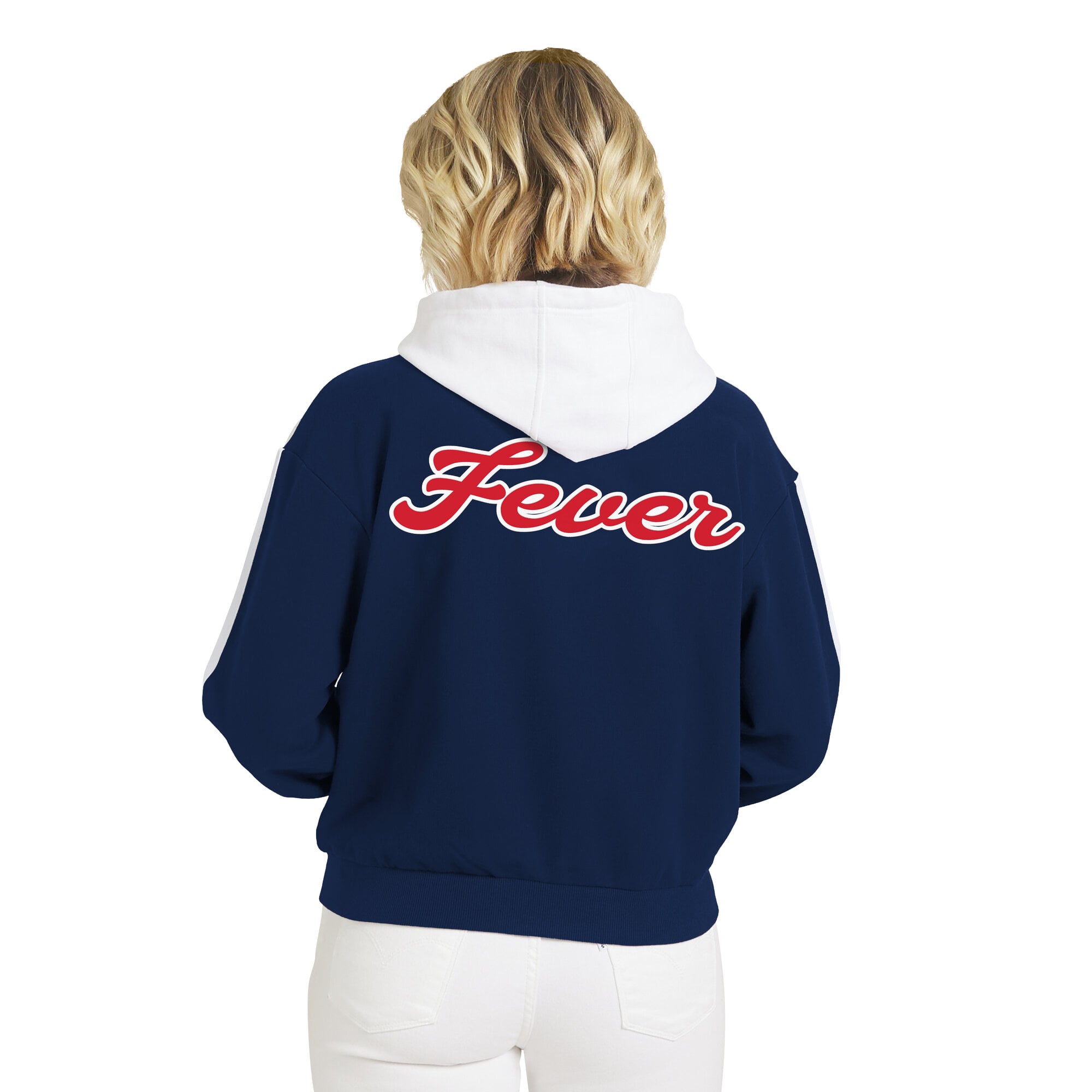 Sweat à capuche zippé WEAR by Erin Andrews bleu marine/blanc Indiana Fever pour femme