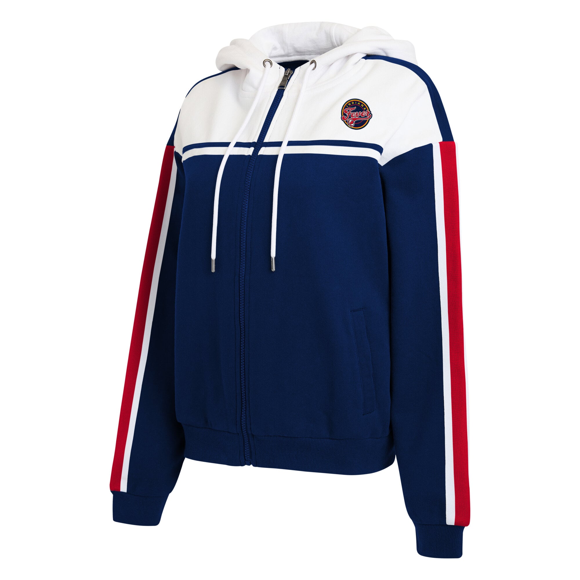 Sweat à capuche zippé WEAR by Erin Andrews bleu marine/blanc Indiana Fever pour femme