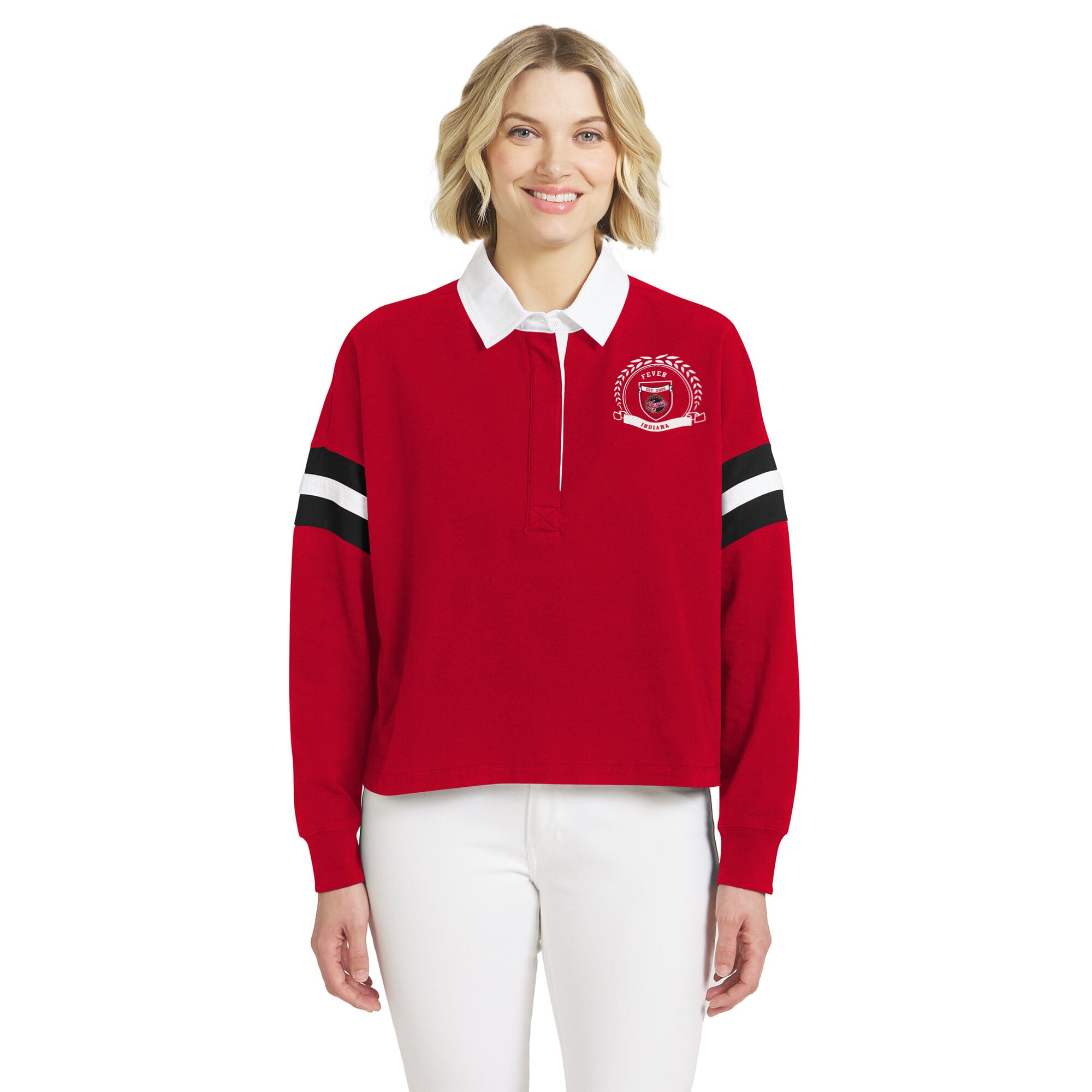 Polo de rugby rouge Indiana Fever la marque WEAR by Erin Andrews pour femmes