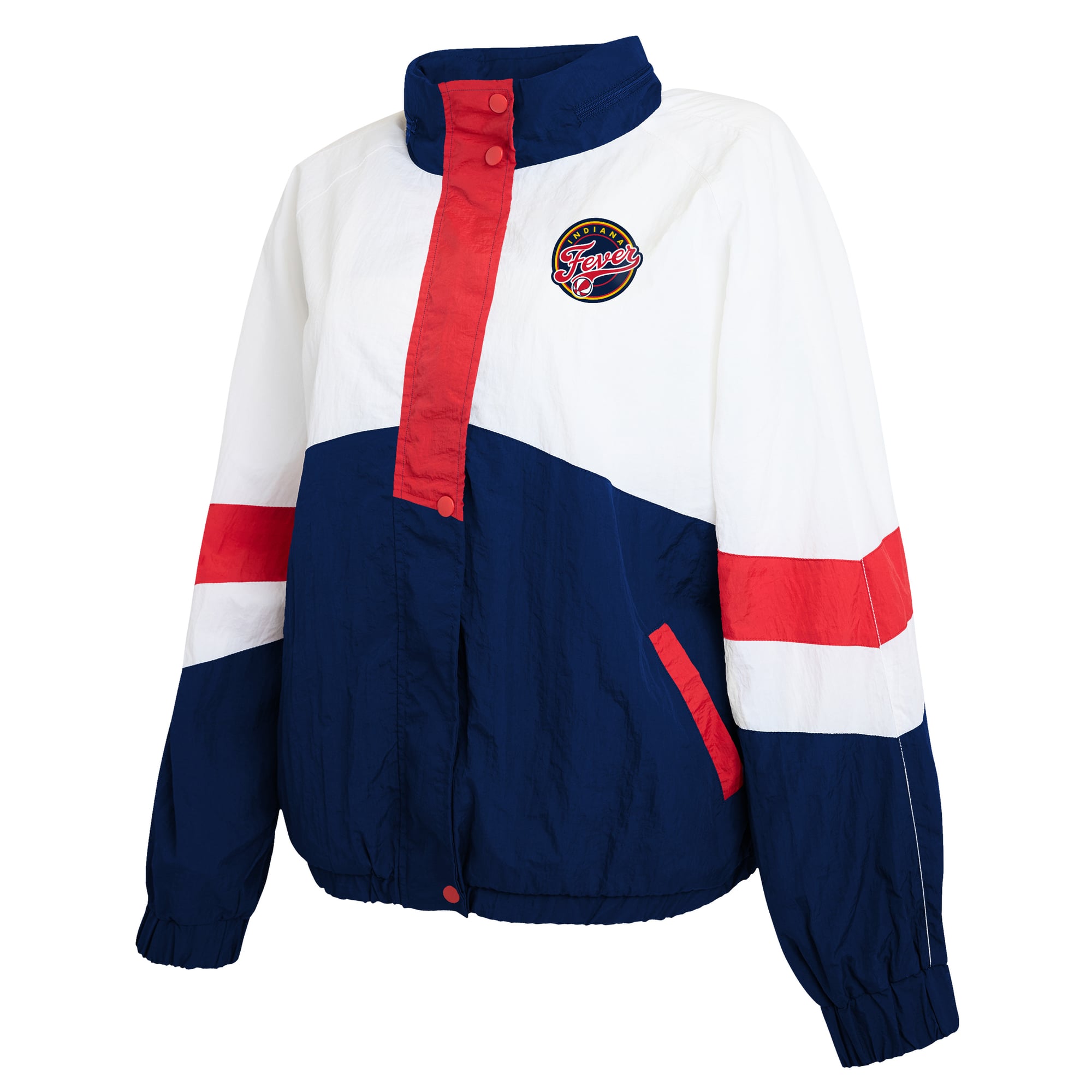 Veste coupe-vent zippée blanche et bleue Indiana Fever pour femme de la marque WEAR by Erin Andrews