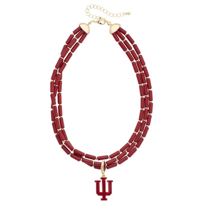 Indiana Hoosiers CANVAS Style Three-Row Beaded Necklace