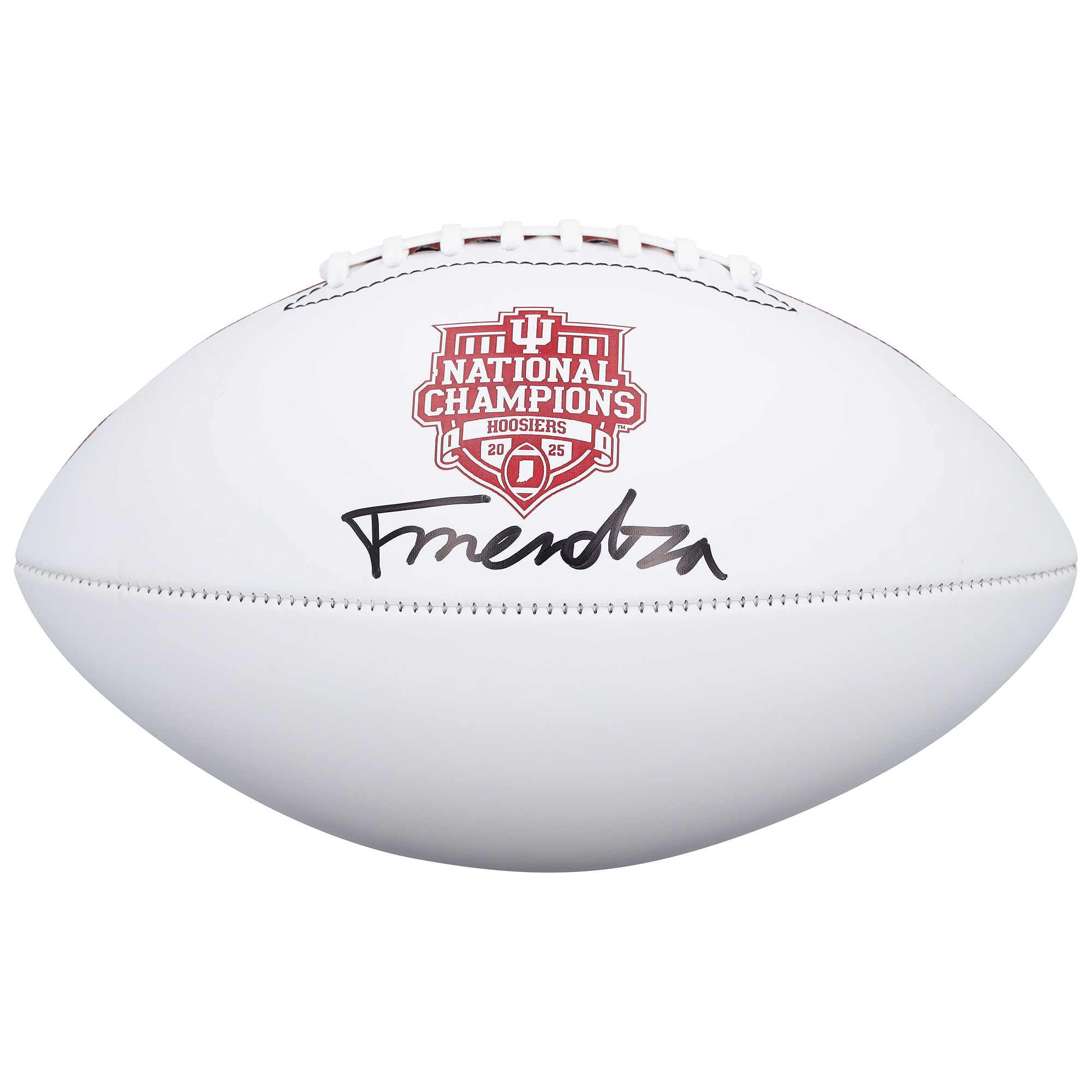 Fernando Mendoza Indiana Hoosiers Autographed College Football Playoff 2025 National Champions Baden White Panel Logo Football