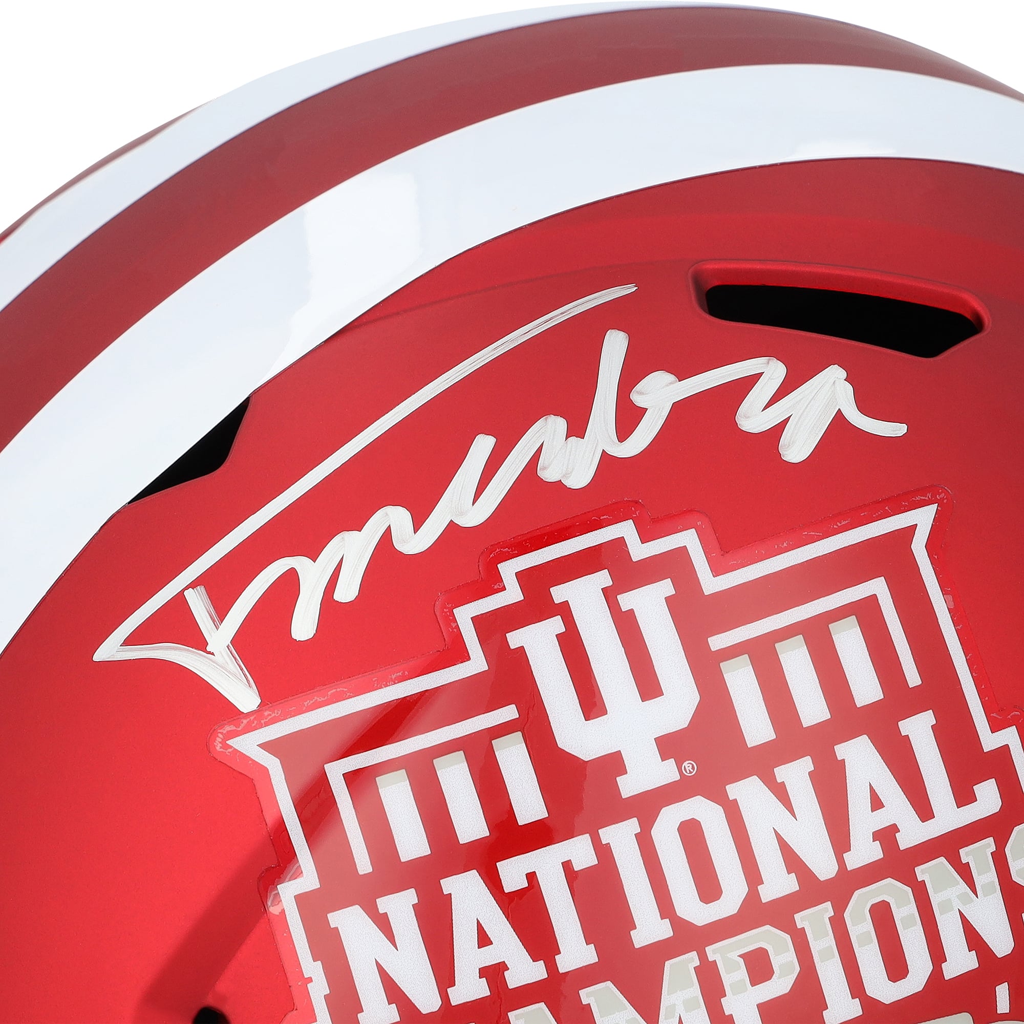 Fernando Mendoza Indiana Hoosiers Autographed College Football Playoff 2025 National Champions Riddell Logo Speed Replica Helmet