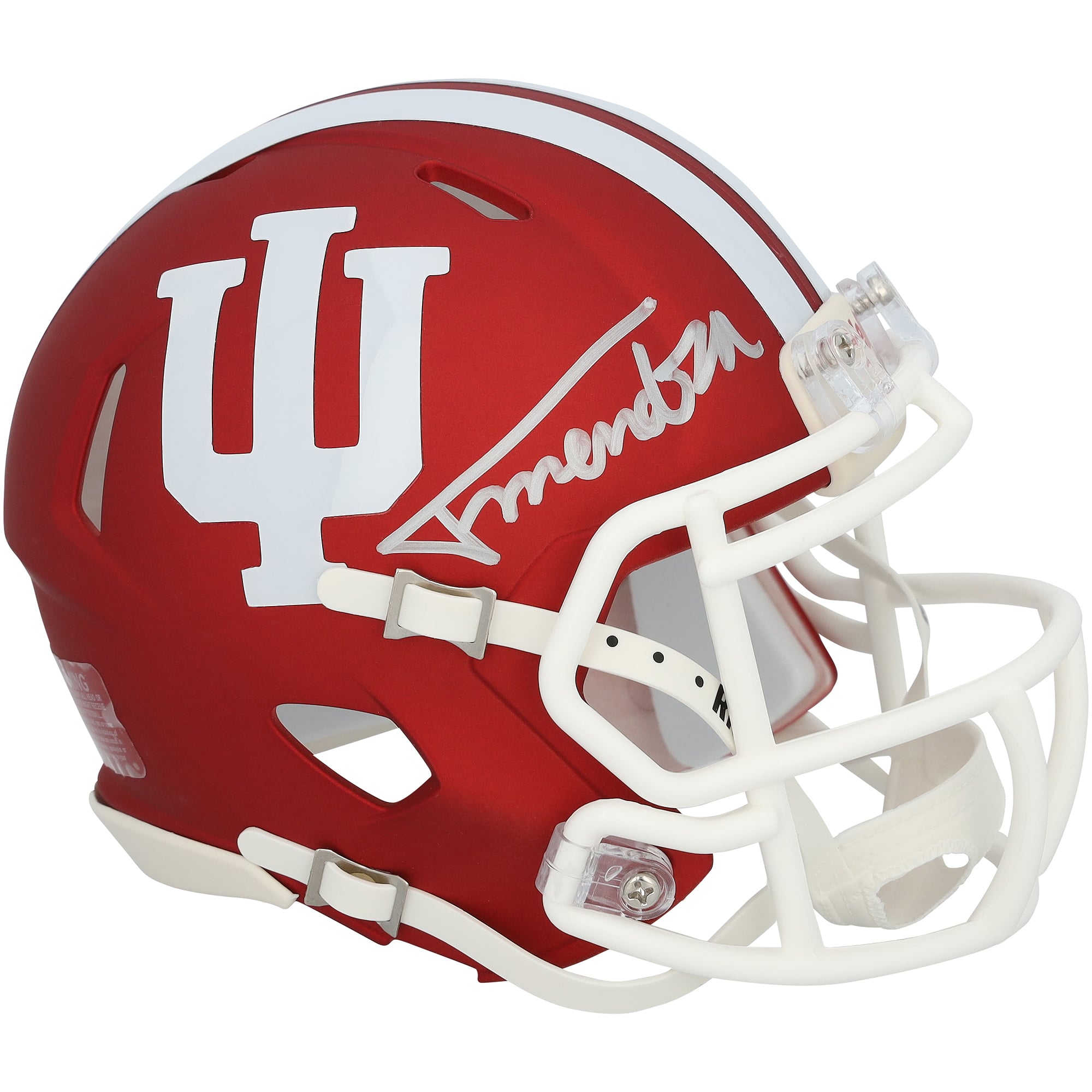 Mini-casque Riddell Speed ​​autographié par Fernando Mendoza (Indiana Hoosiers)