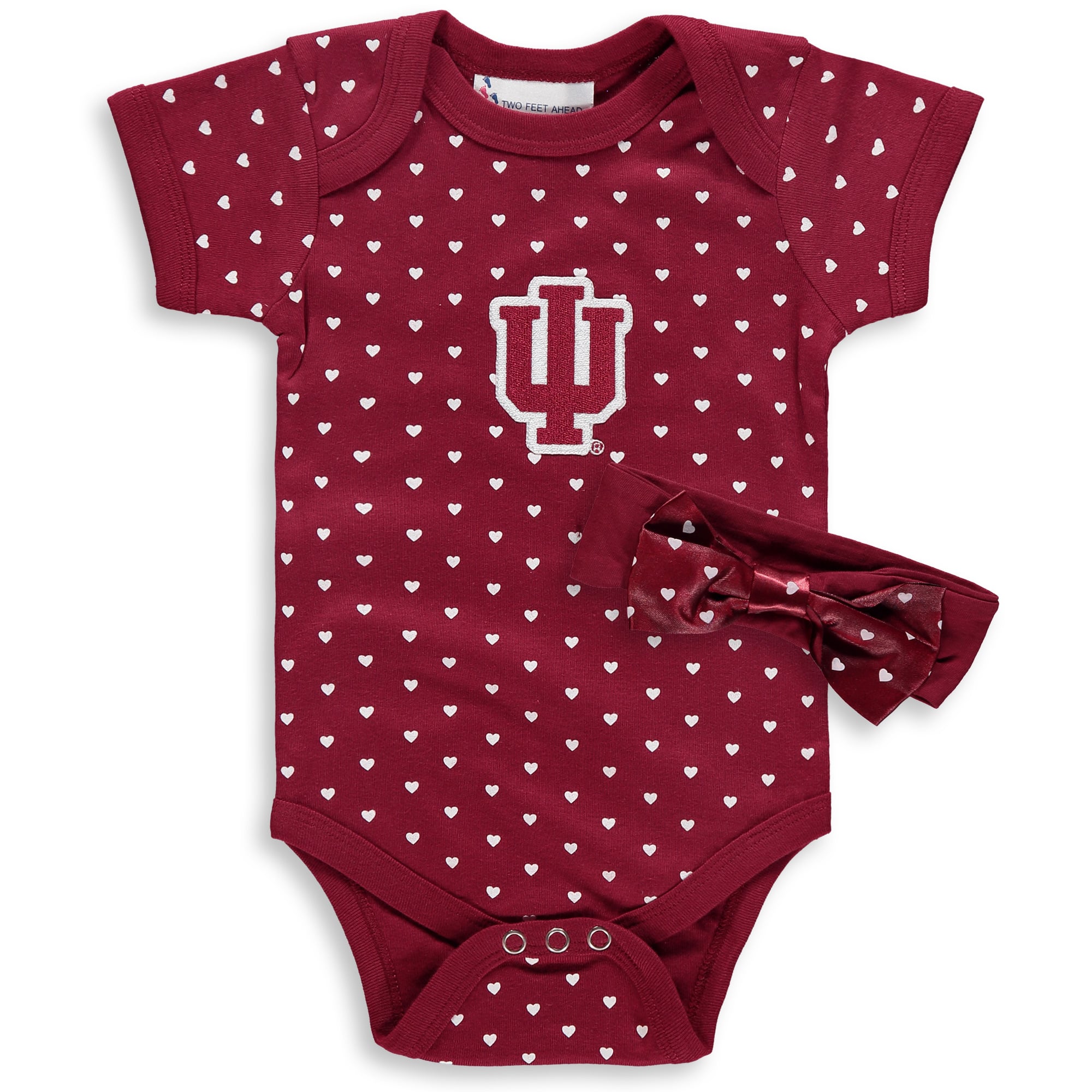 Ensemble body et bandeau pour nouveau-né bébé fille, motif cœurs Indiana Hoosiers