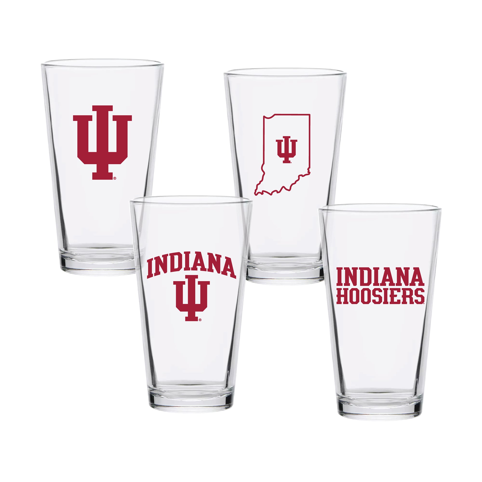 Ensemble de quatre verres à bière de collection Indiana Hoosiers de 473 ml (16 oz).