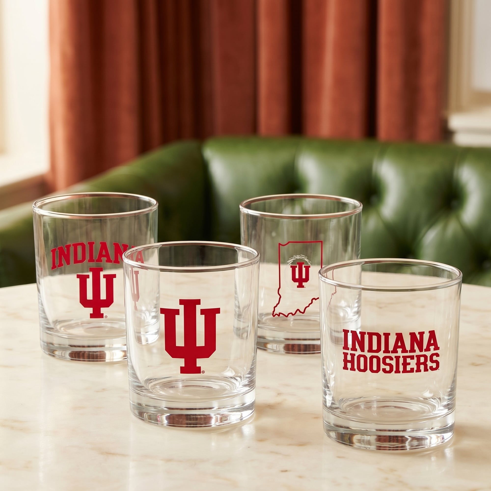 Coffret de 4 verres à whisky de collection Indigo Falls Indiana Hoosiers