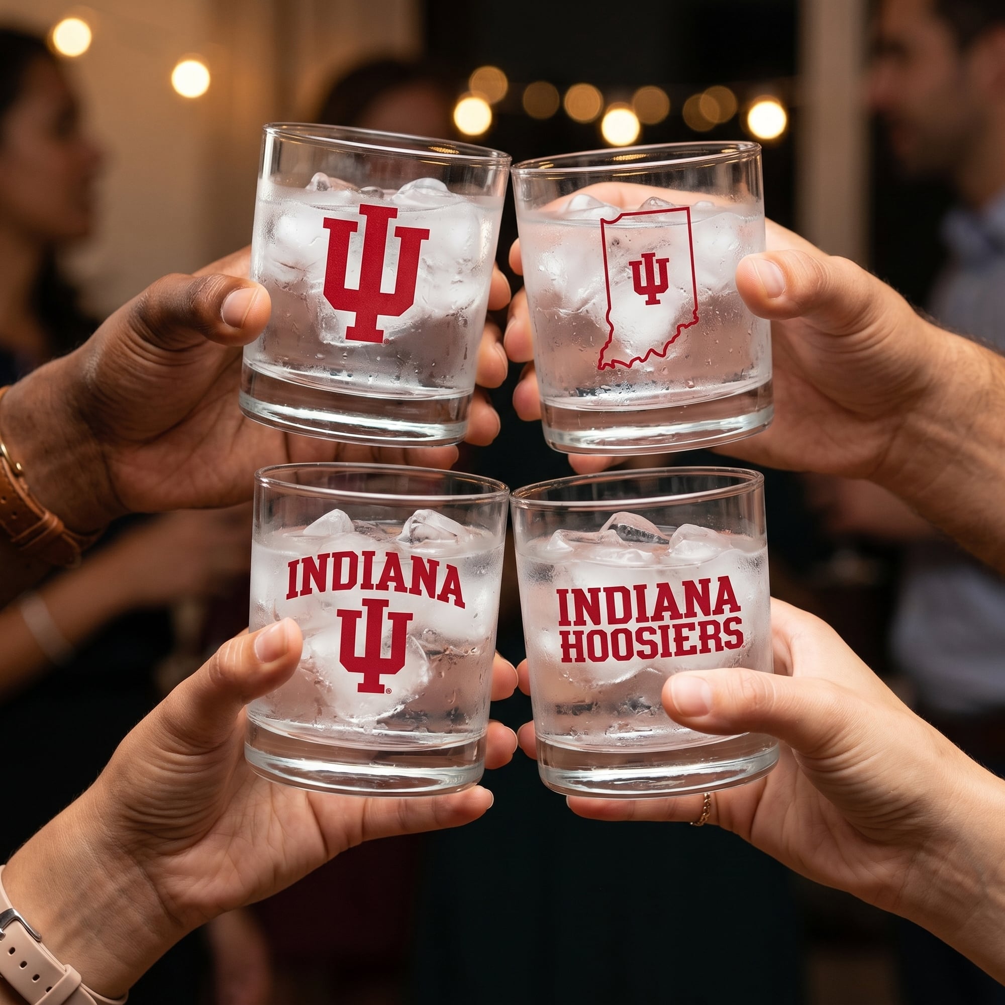 Coffret de 4 verres à whisky de collection Indigo Falls Indiana Hoosiers