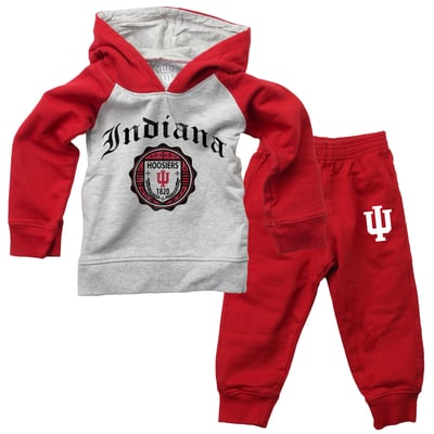  Indiana Hoosiers Wes & Willy Infant Raglan Hoodie and Sweatpants Set - Crimson