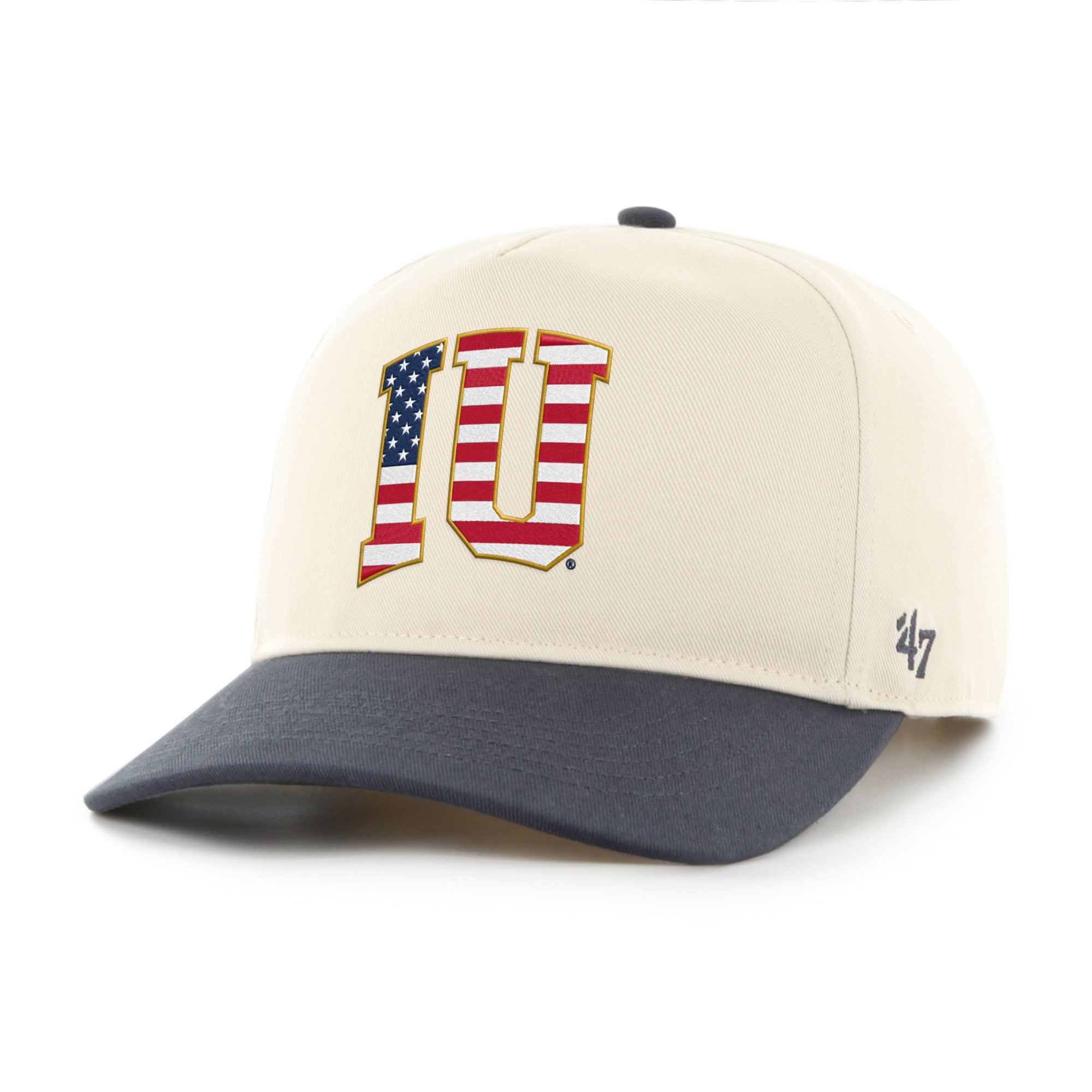 Casquette ajustable pour homme « 47 Natural/Navy Indiana Hoosiers » avec drapeau américain