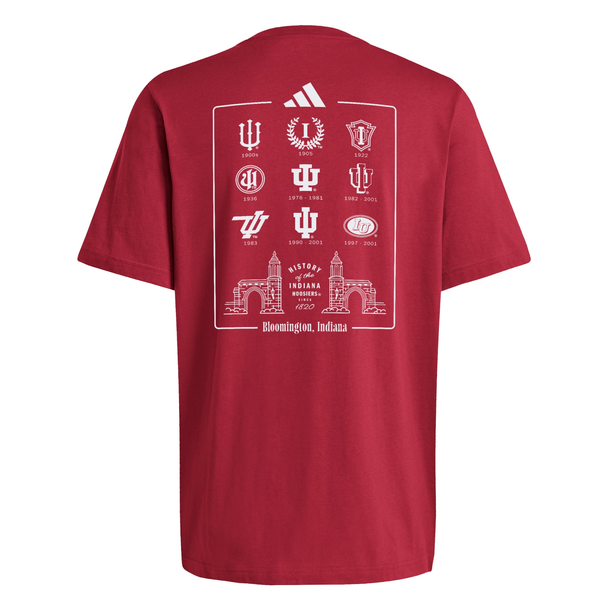 Men's adidas Crimson Indiana Hoosiers Logo History Fresh T-Shirt