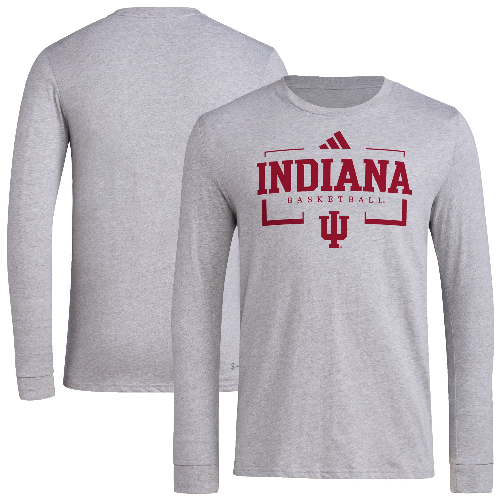 Men's adidas  Gray Indiana Hoosiers Basketball Icon Pregame Long Sleeve T-Shirt