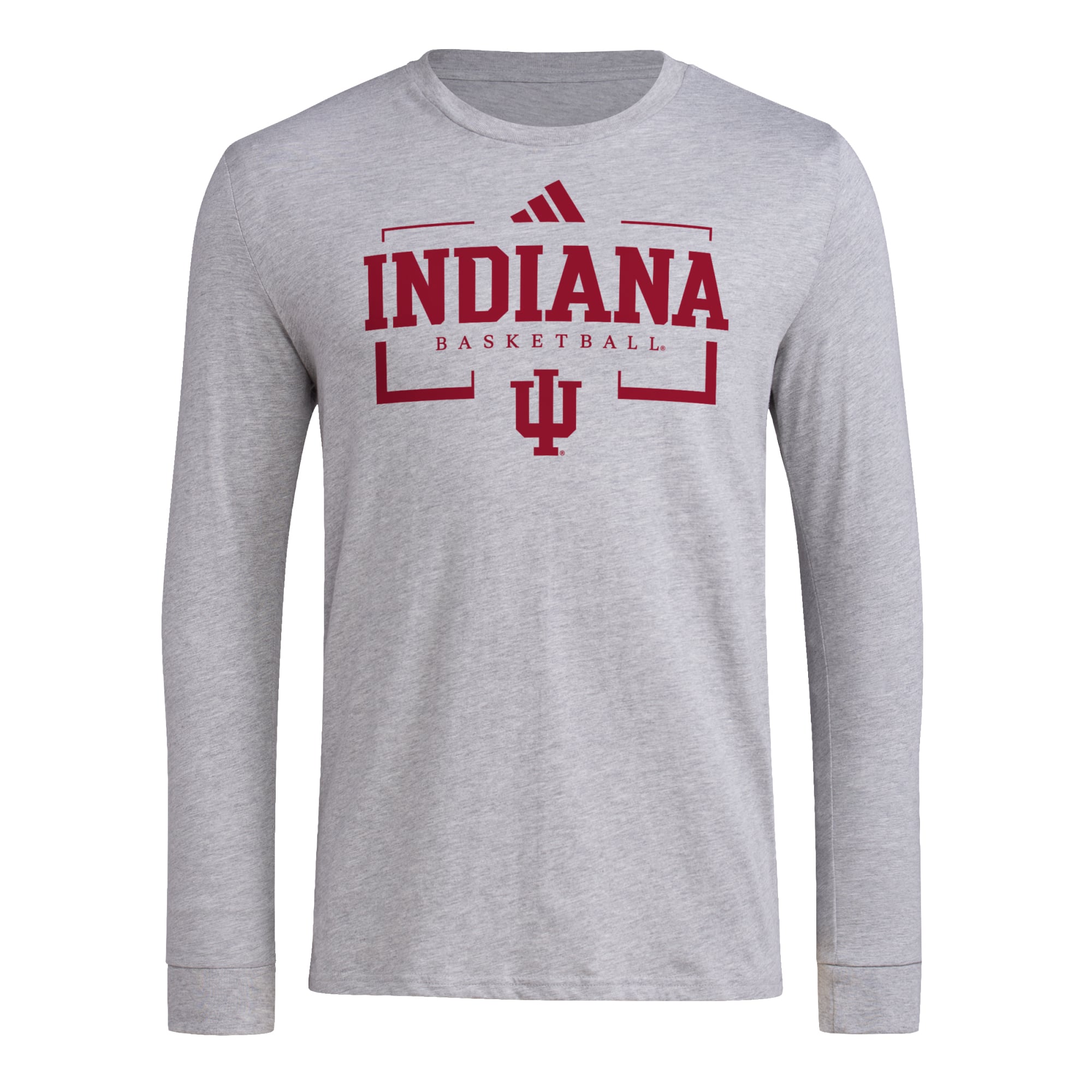 Men's adidas  Gray Indiana Hoosiers Basketball Icon Pregame Long Sleeve T-Shirt
