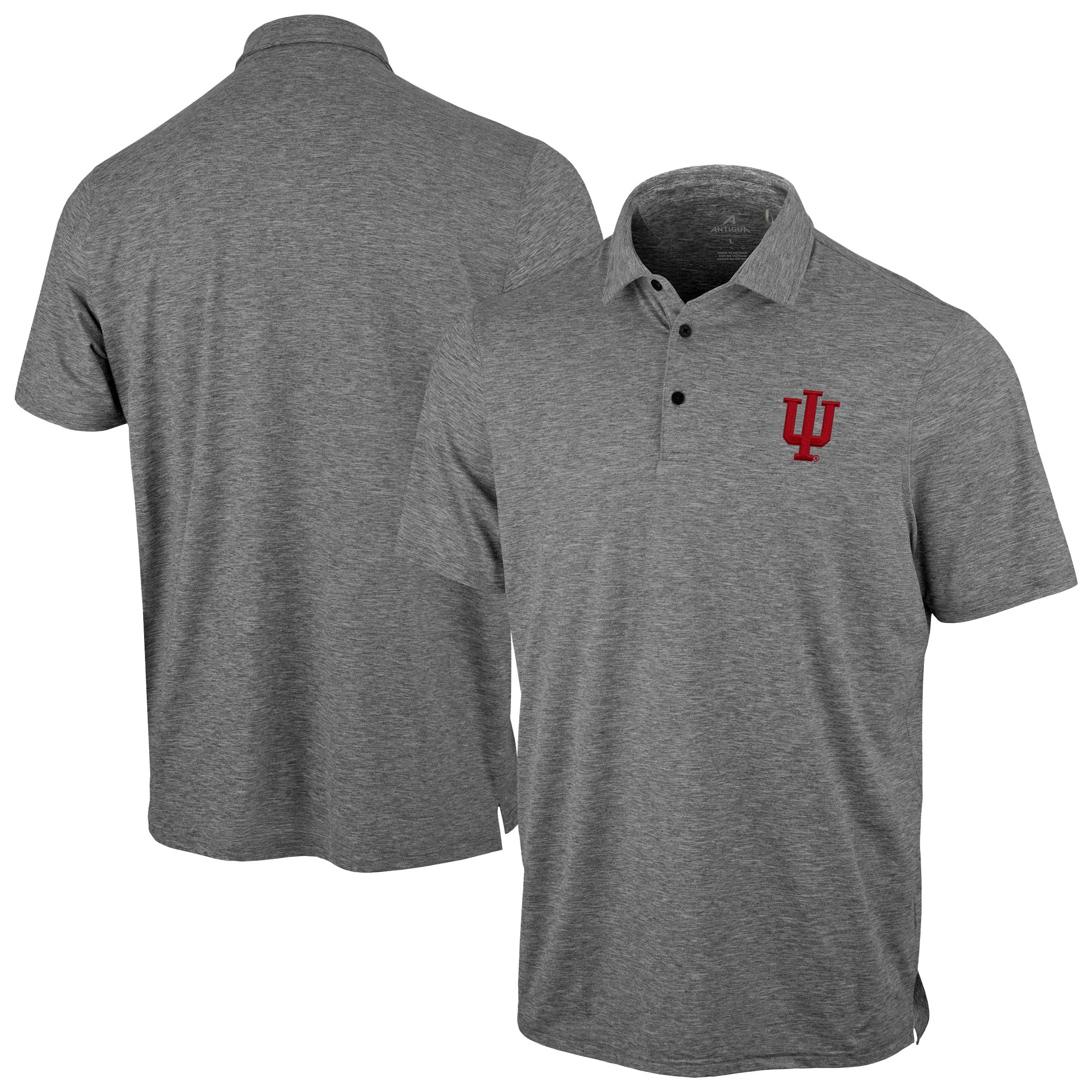 Polo statique Antigua Heather Black Indiana Hoosiers pour homme