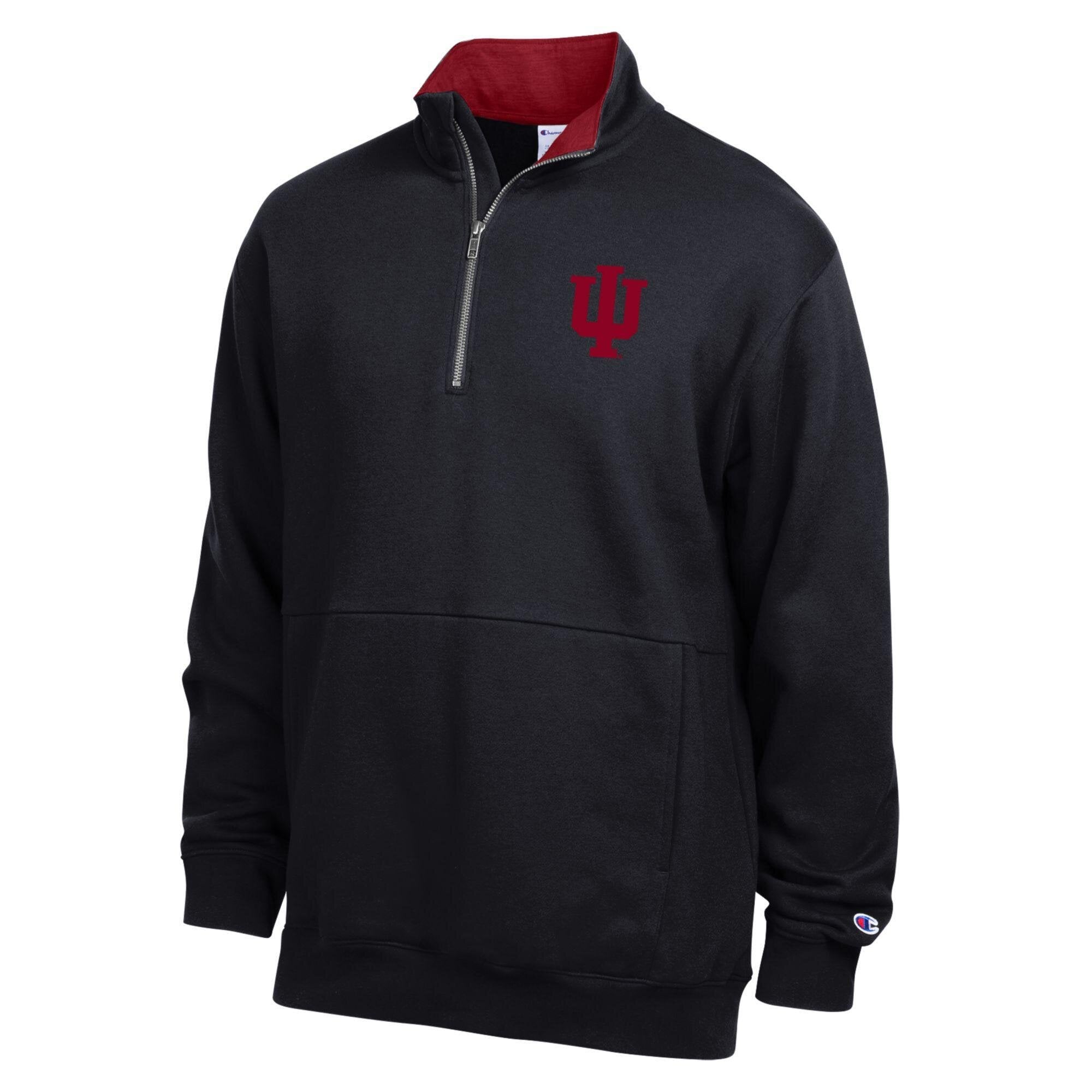 Men's Champion Heather Gray Indiana Hoosiers Fleece Quarter-Zip Pullover