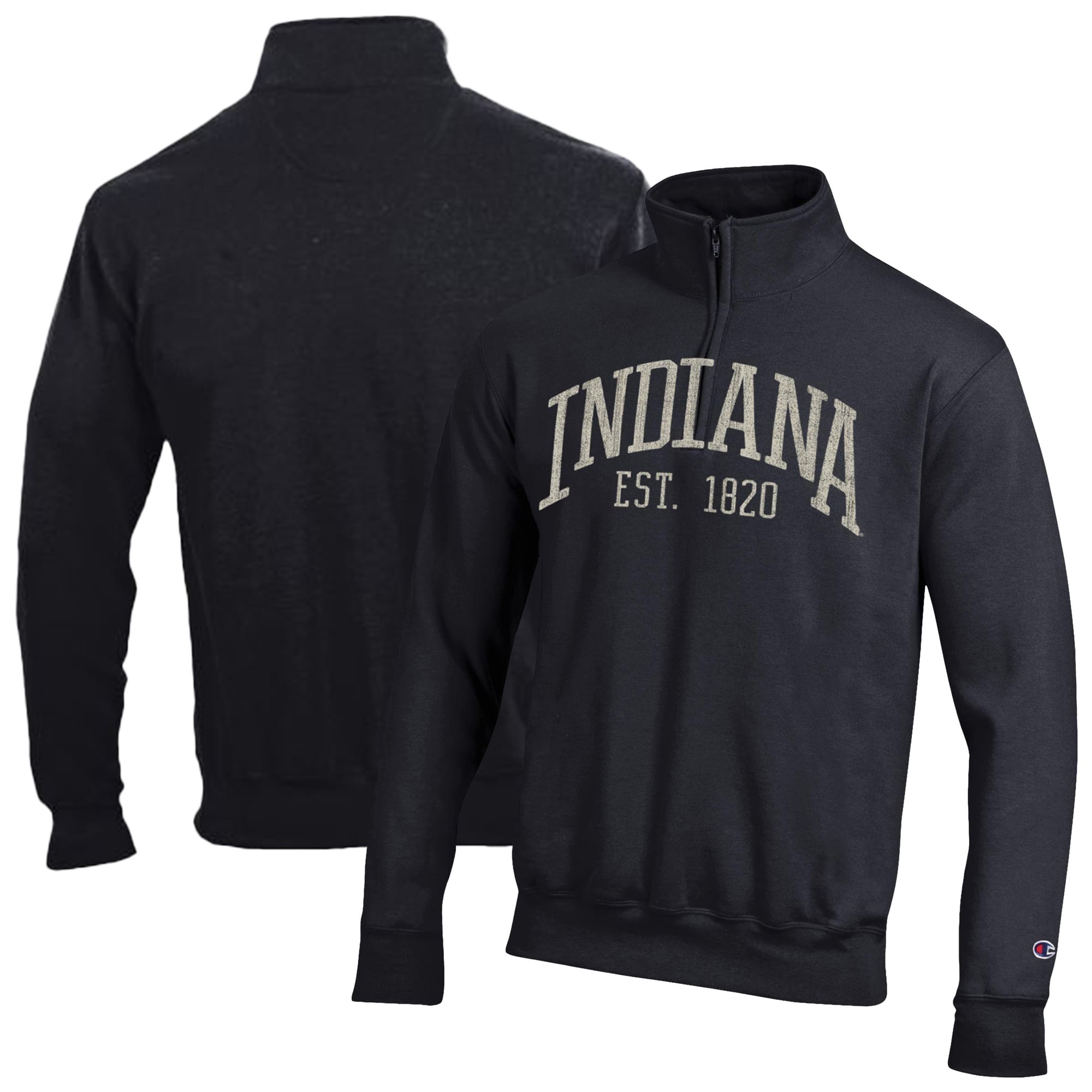 Men's Champion Black Indiana Hoosiers Powerblend Quarter-Zip Pullover