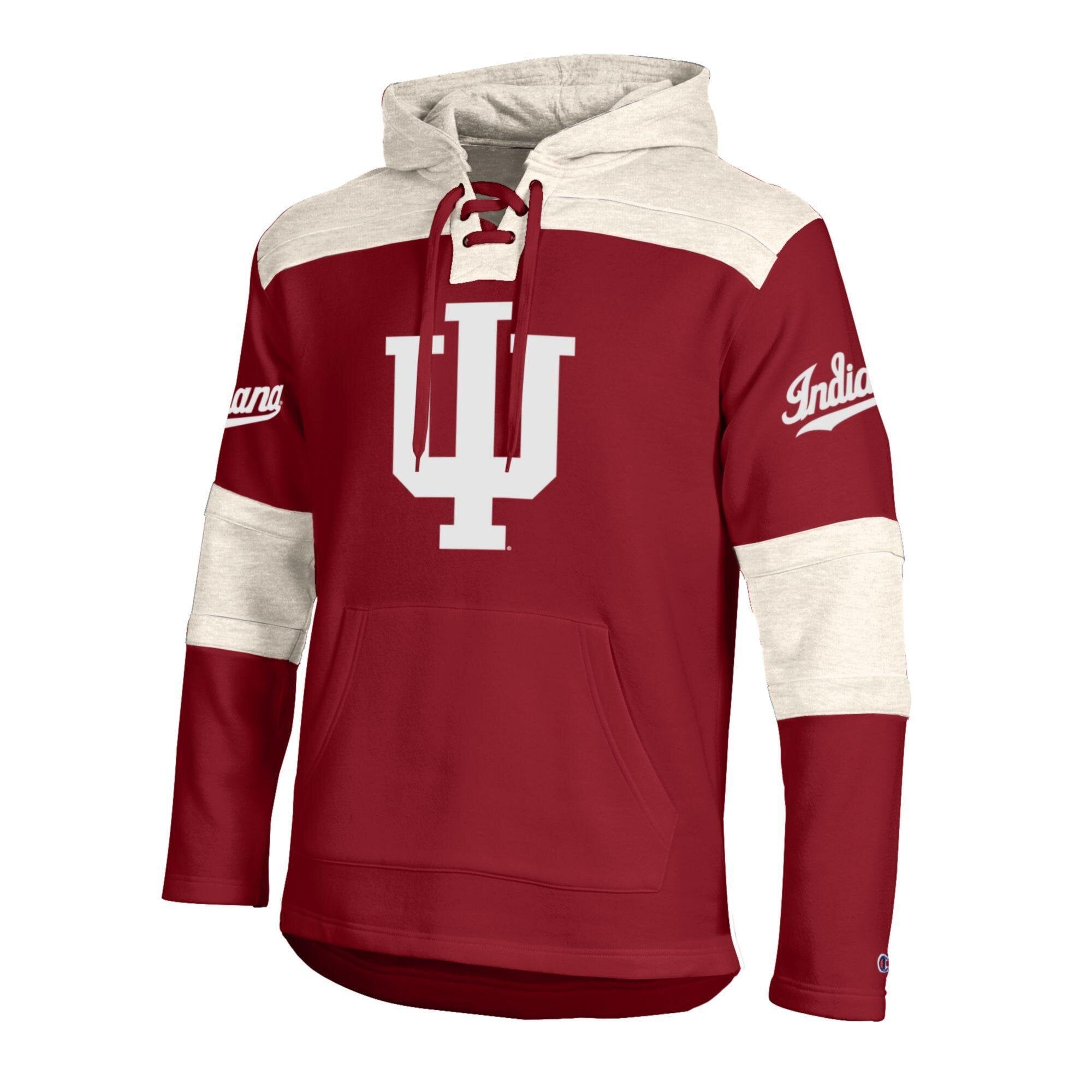 Sweat à capuche en polaire Champion Crimson Indiana Hoosiers Lacer pour homme