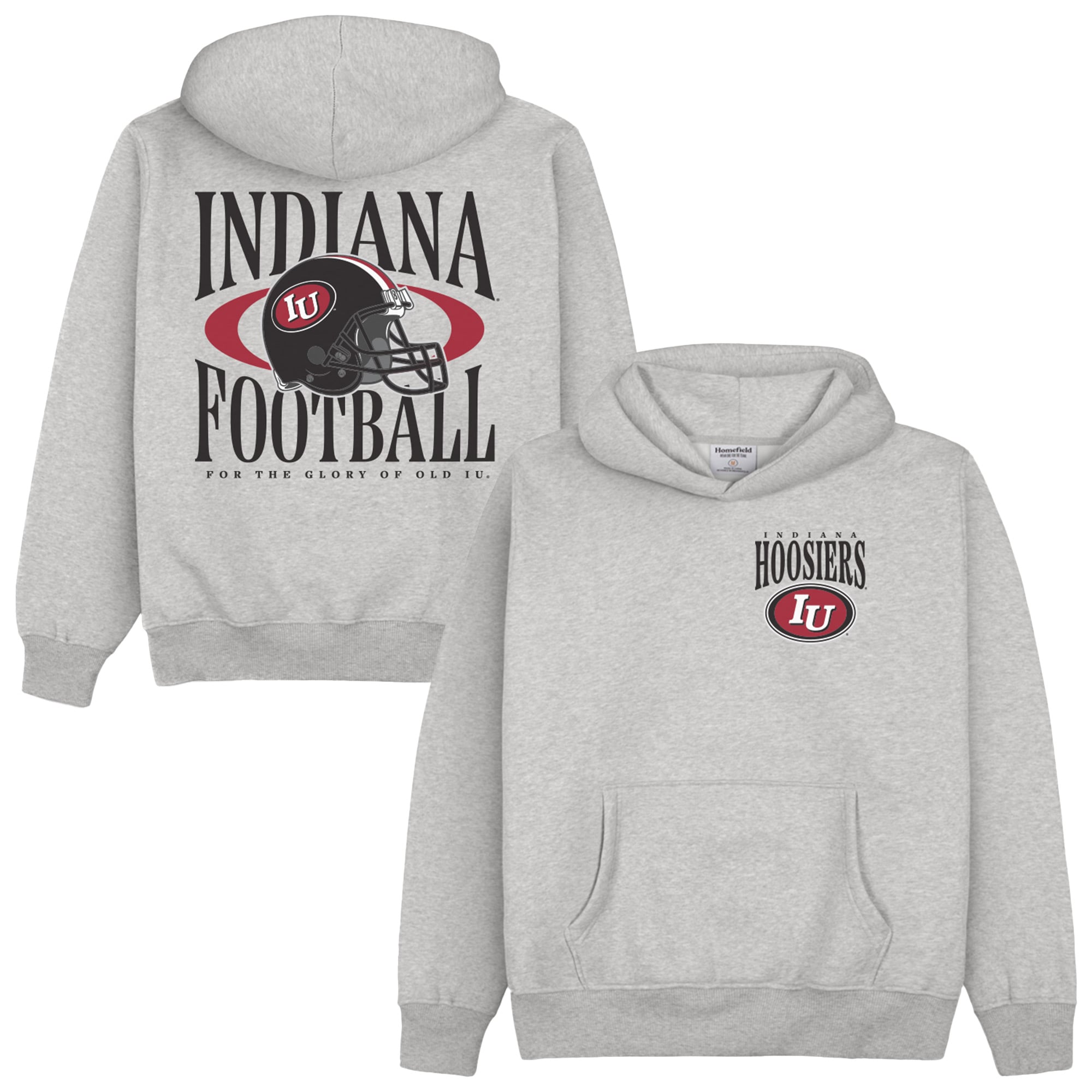 Sweat à capuche épais gris domicile pour homme, Indiana Hoosiers Football.