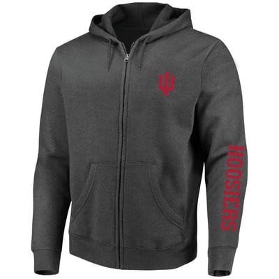 Indiana Hoosiers Profile Big & Tall Full-Zip Hoodie - Heather Charcoal