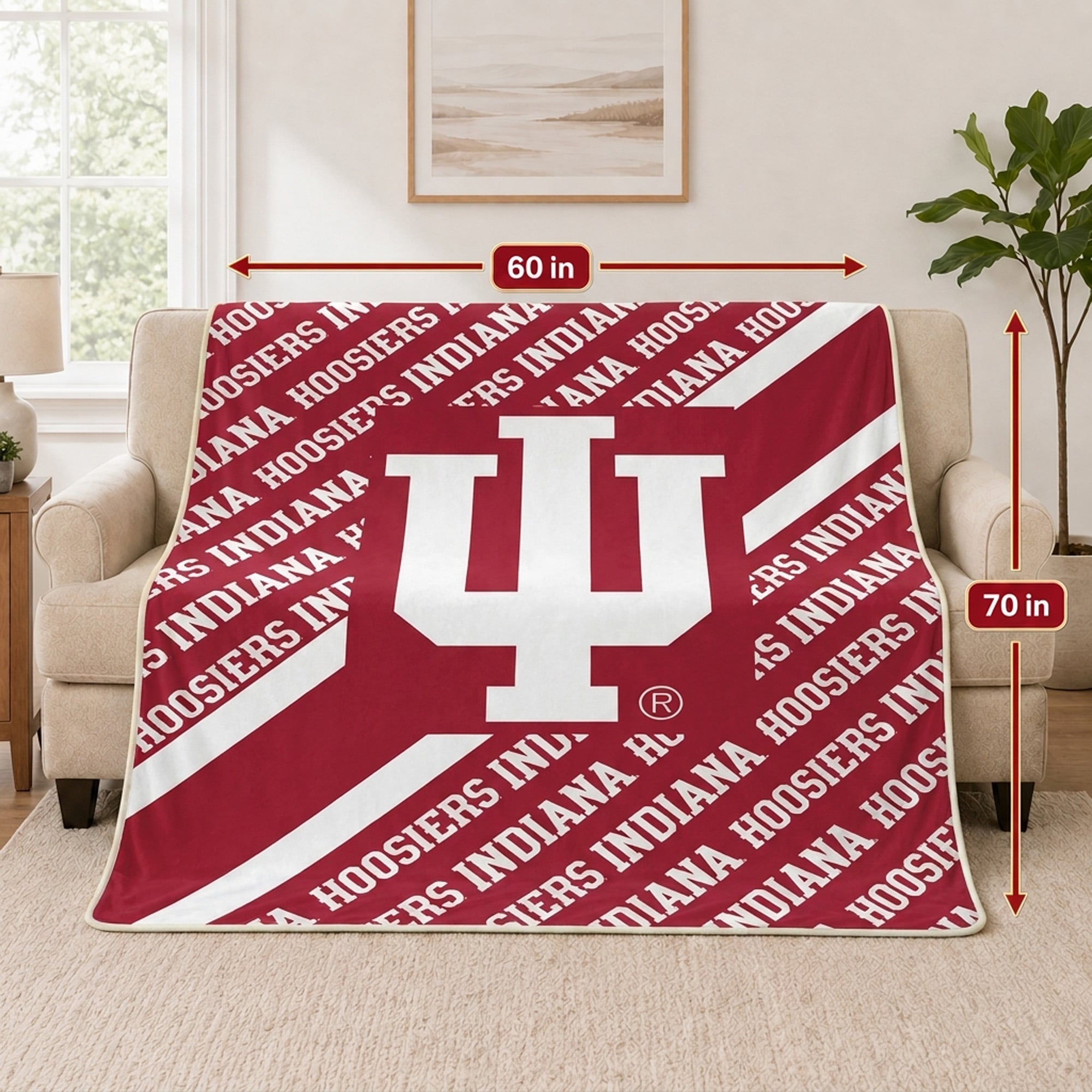 Pegasus Indiana Hoosiers 60" x 70" Diagonal Lined Wordmark Ultra Soft Blanket