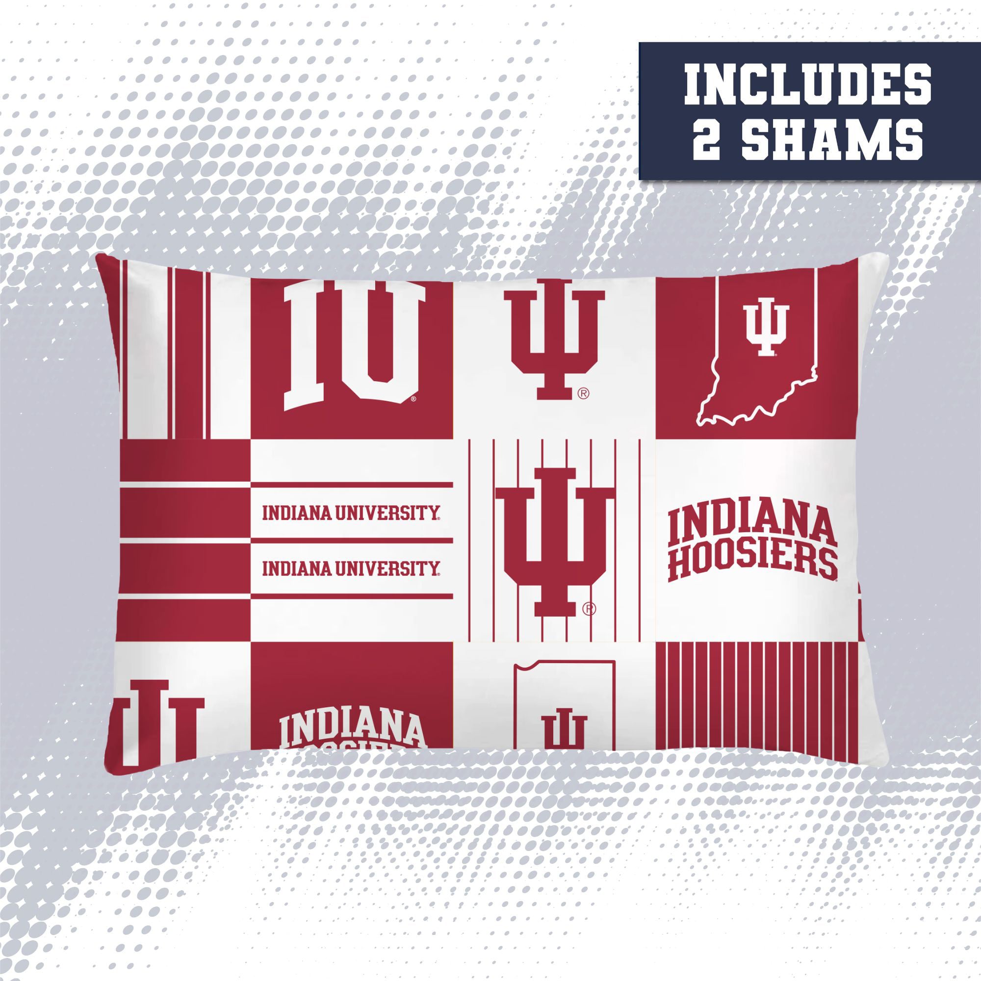 Ensemble de lit trois pièces à carreaux patchwork Pegasus Indiana Hoosiers pour lit double/queen
