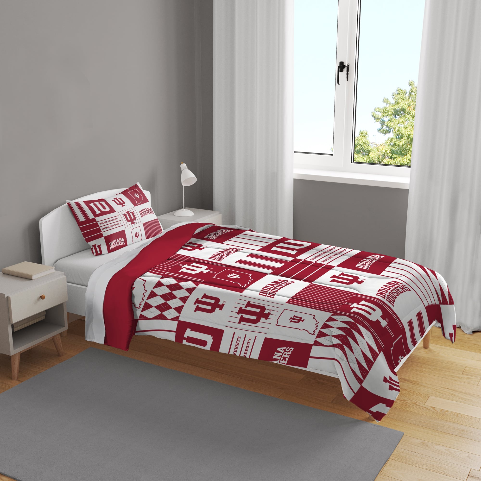 Ensemble de literie deux pièces Pegasus Indiana Hoosiers Patchwork Plaid Twin/Twin XL