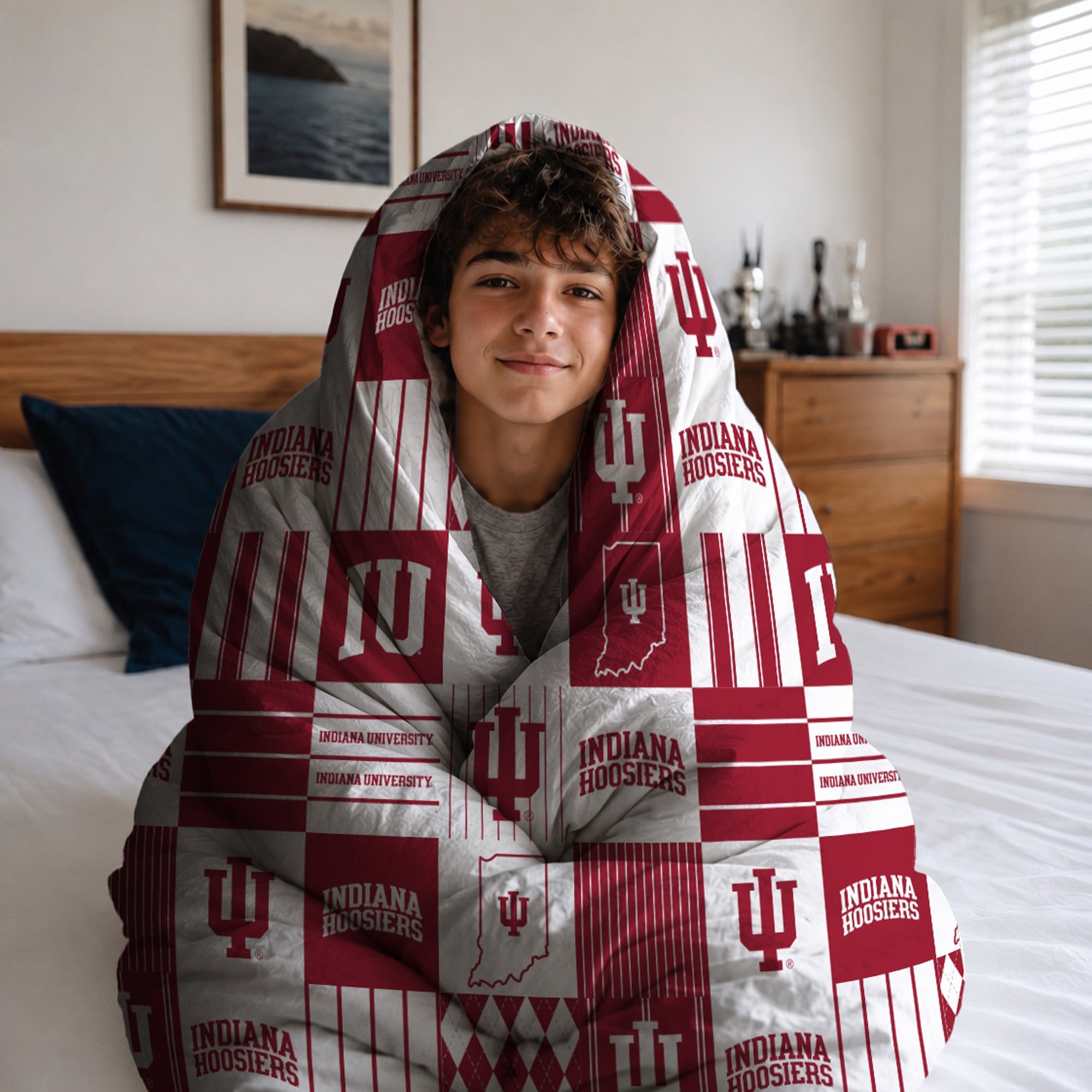 Ensemble de literie deux pièces Pegasus Indiana Hoosiers Patchwork Plaid Twin/Twin XL
